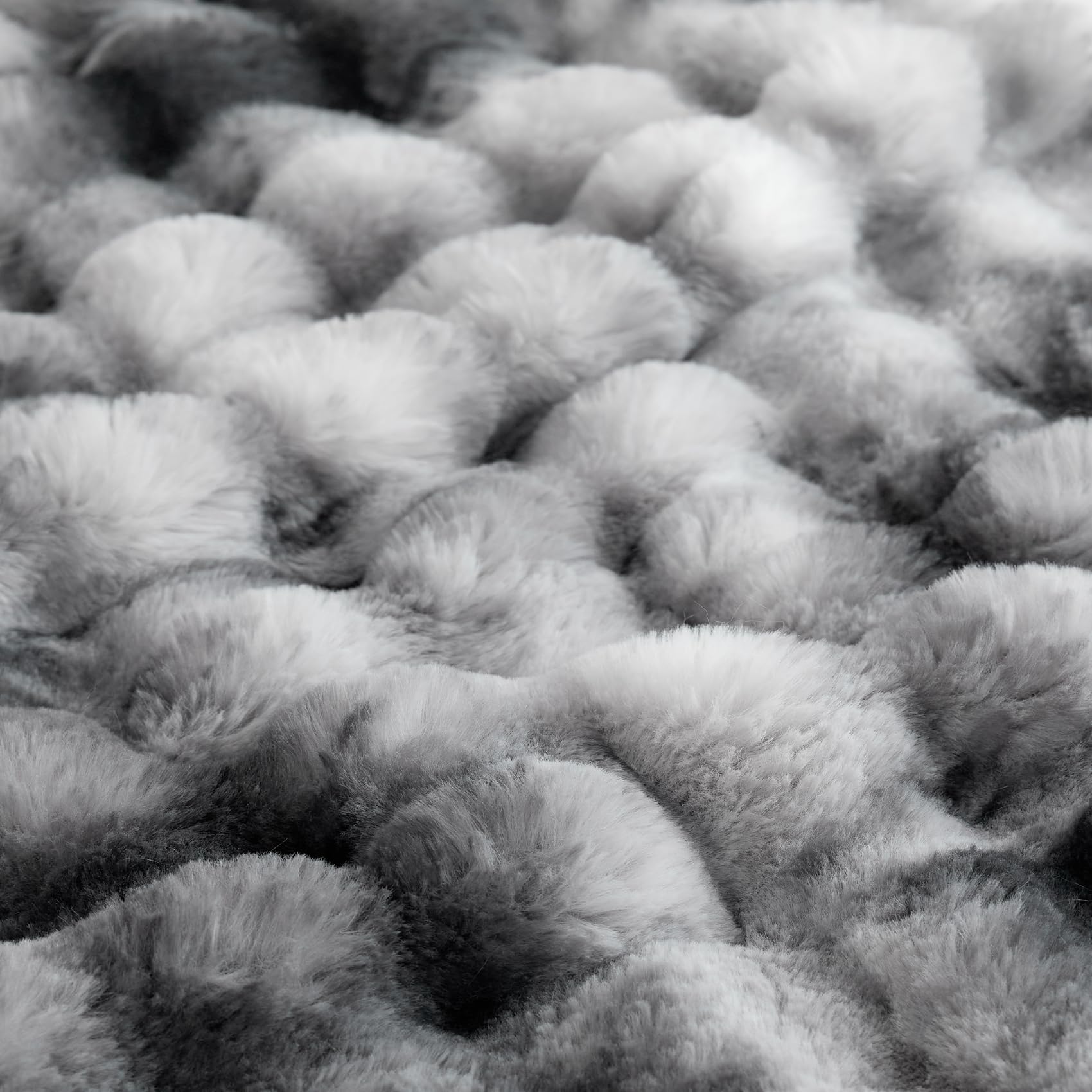 COOVA Faux Fur Throw Blanket for Couch, Cozy Soft and Fuzzy Plush Rabbit Fur Bubble Blanket for Sofa Bedroom Living Room, 50x60 Inches Tie Dye Brown