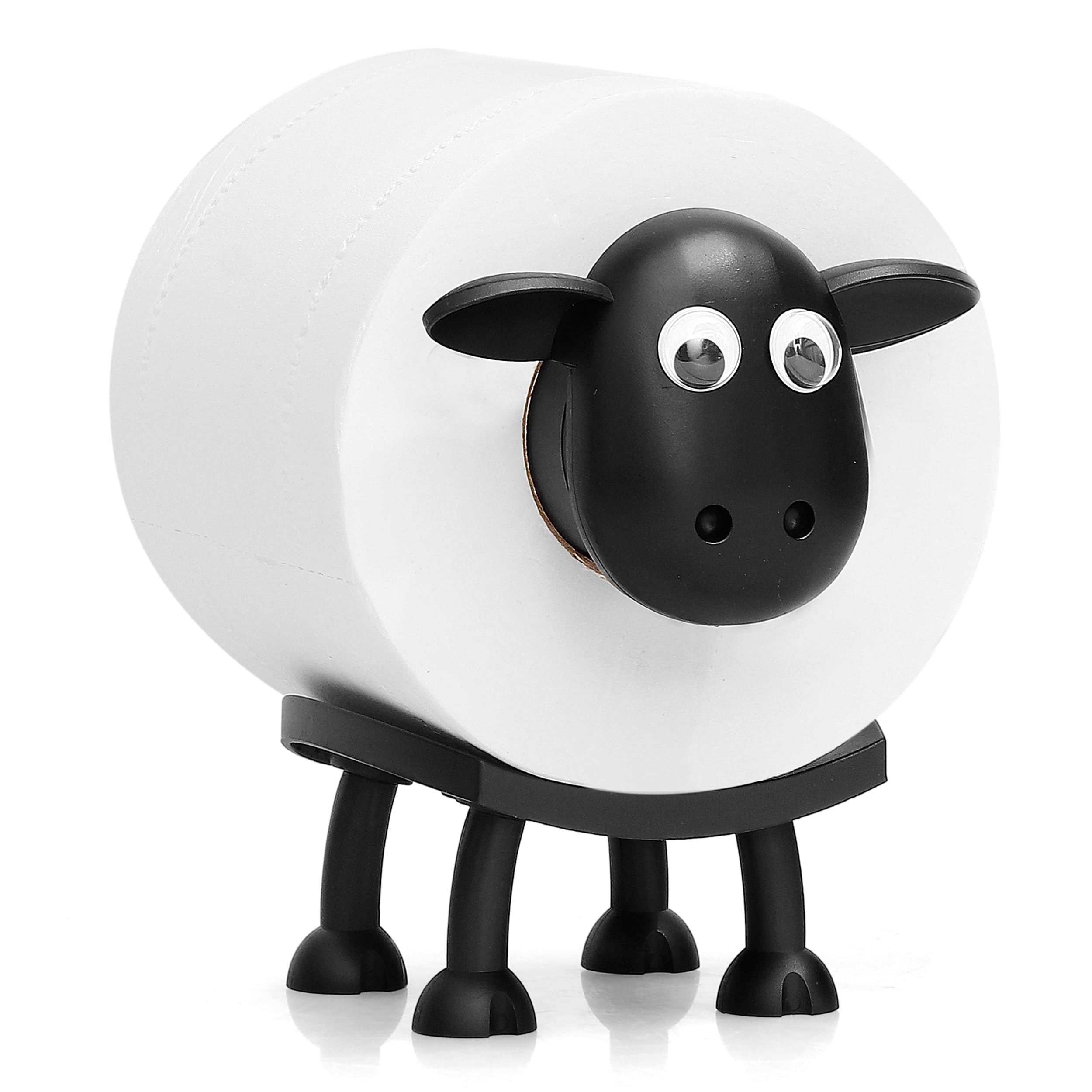 VELENTI Sheep Toilet Roll Holder, Free Standing Bathroom Set, 3D Printed, Funny Hilarious Black Sheep Loo Roll Holder, Tissue Paper Storage, Cute Bathroom Decor, X3, Set of 3