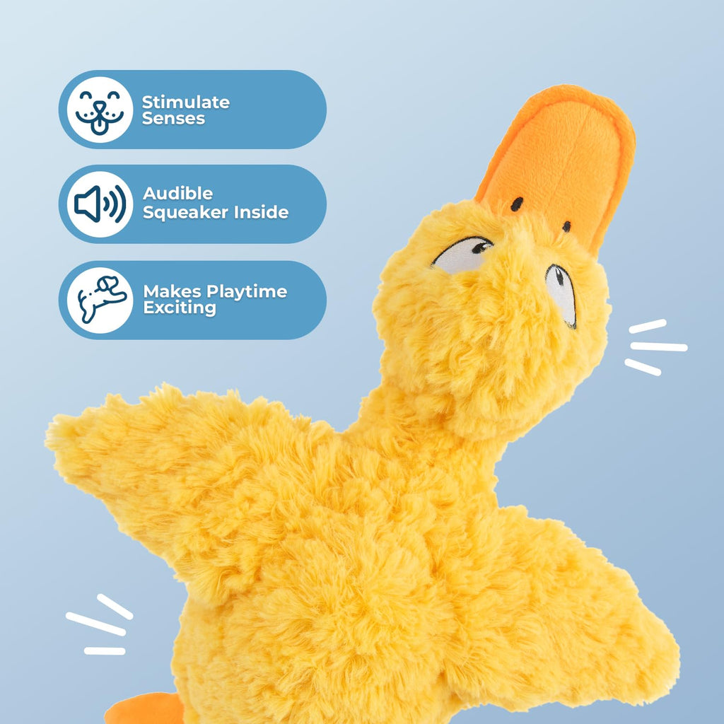 Best Pet Supplies Interactive Squeaky Dog Chew Toy, Ideal Dog Toys for Chewers, Small, Medium & Large Dogs, and Fetch Lovers - Crinkle Duck (Blue), Large