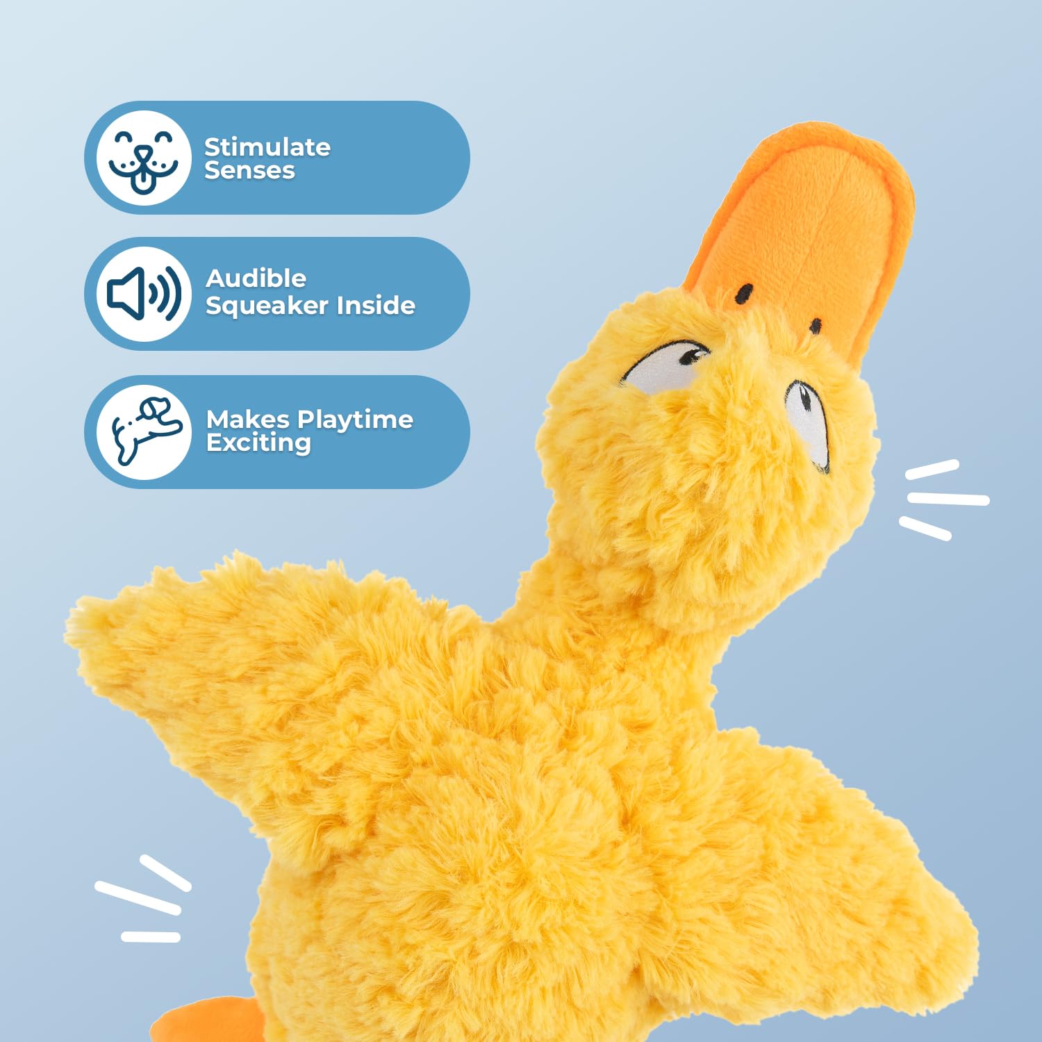 Best Pet Supplies Interactive Squeaky Dog Chew Toy, Ideal Dog Toys for Chewers, Small, Medium & Large Dogs, and Fetch Lovers - Crinkle Duck (Blue), Large
