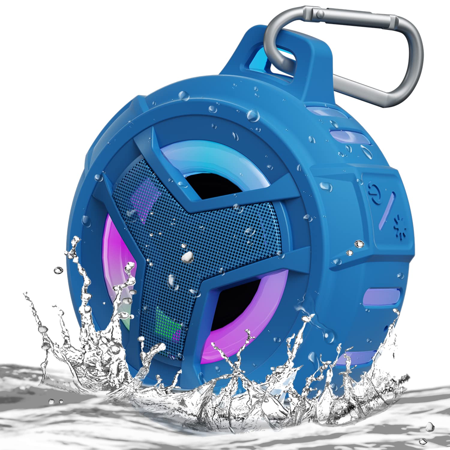 EBODA Bluetooth Shower Speaker, Portable Bluetooth Speakers, IP67 Waterproof Wireless Speaker with LED Light, Floating, 2000mAh, True Wireless Stereo for Kayak, Beach, Gifts for unisex -Black
