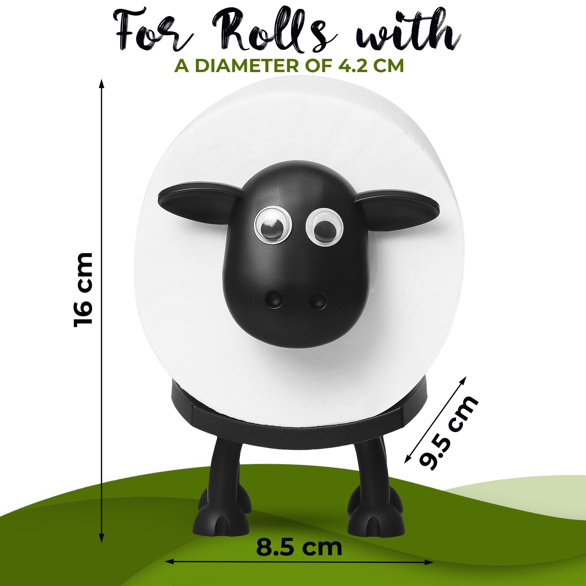 VELENTI Sheep Toilet Roll Holder, Free Standing Bathroom Set, 3D Printed, Funny Hilarious Black Sheep Loo Roll Holder, Tissue Paper Storage, Cute Bathroom Decor, X3, Set of 3