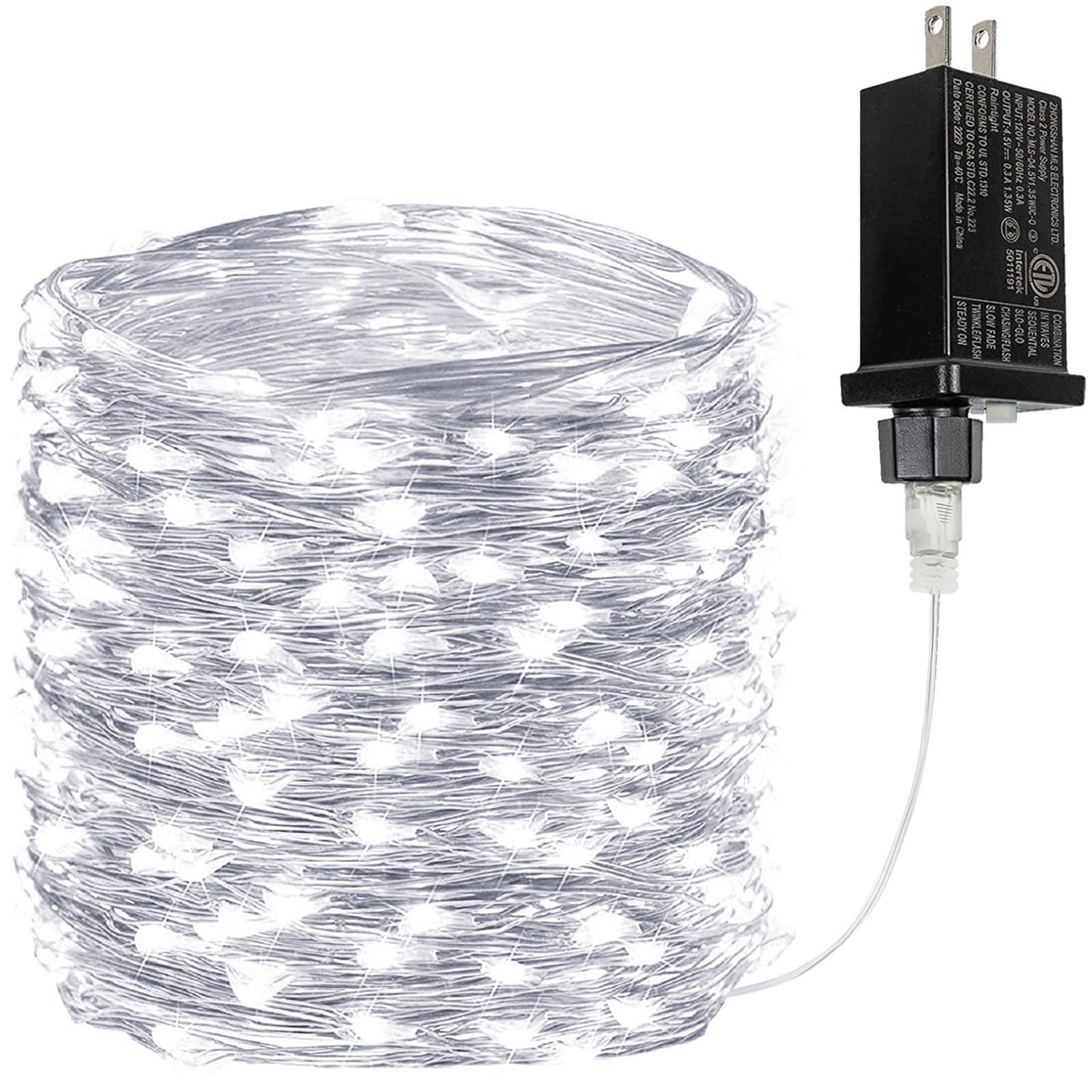 66Ft 200 LED Fairy Lights Plug in, Waterproof String Lights Outdoor & Indoor 8 Modes Christmas Light Bedroom Decor, Timer Twinkle Lights for Girl's Room Garden Party Christmas Decorations (Warm White)