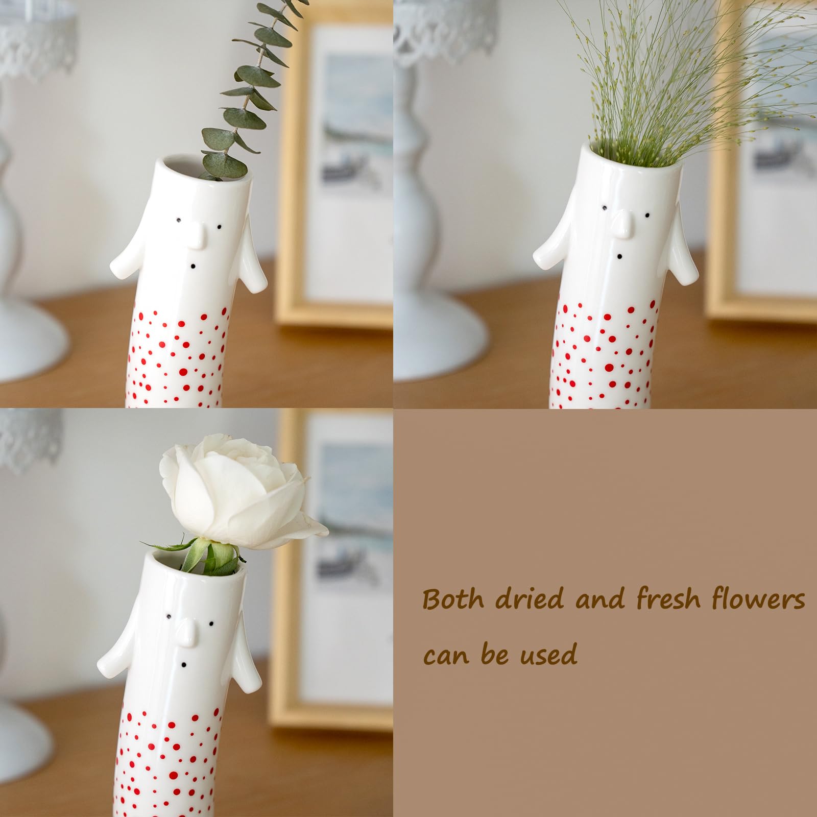 Handcrafted Ceramic White Flower Duck Vase