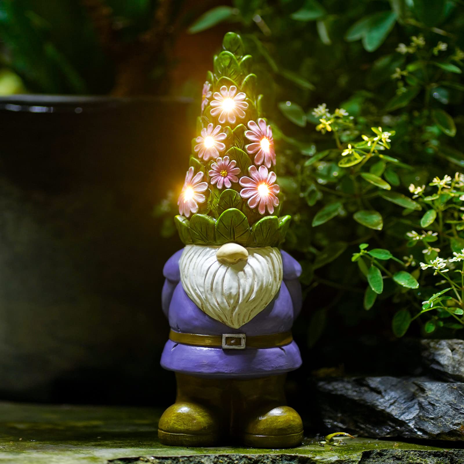 Nacome Solar Garden Outdoor Statues Turtle with Succulent and 7 LED Lights