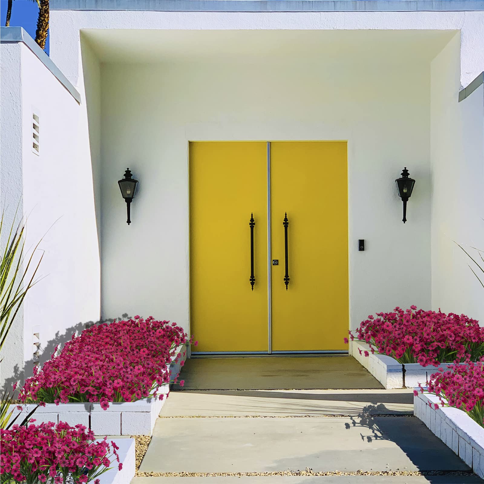 21 Bundles Artificial Outdoor UV Resistant Flowers No Fade Fake Outside Flowers Plastic Greenery Faux Shrubs Garden Porch Window Box Home Decoration(Purple)