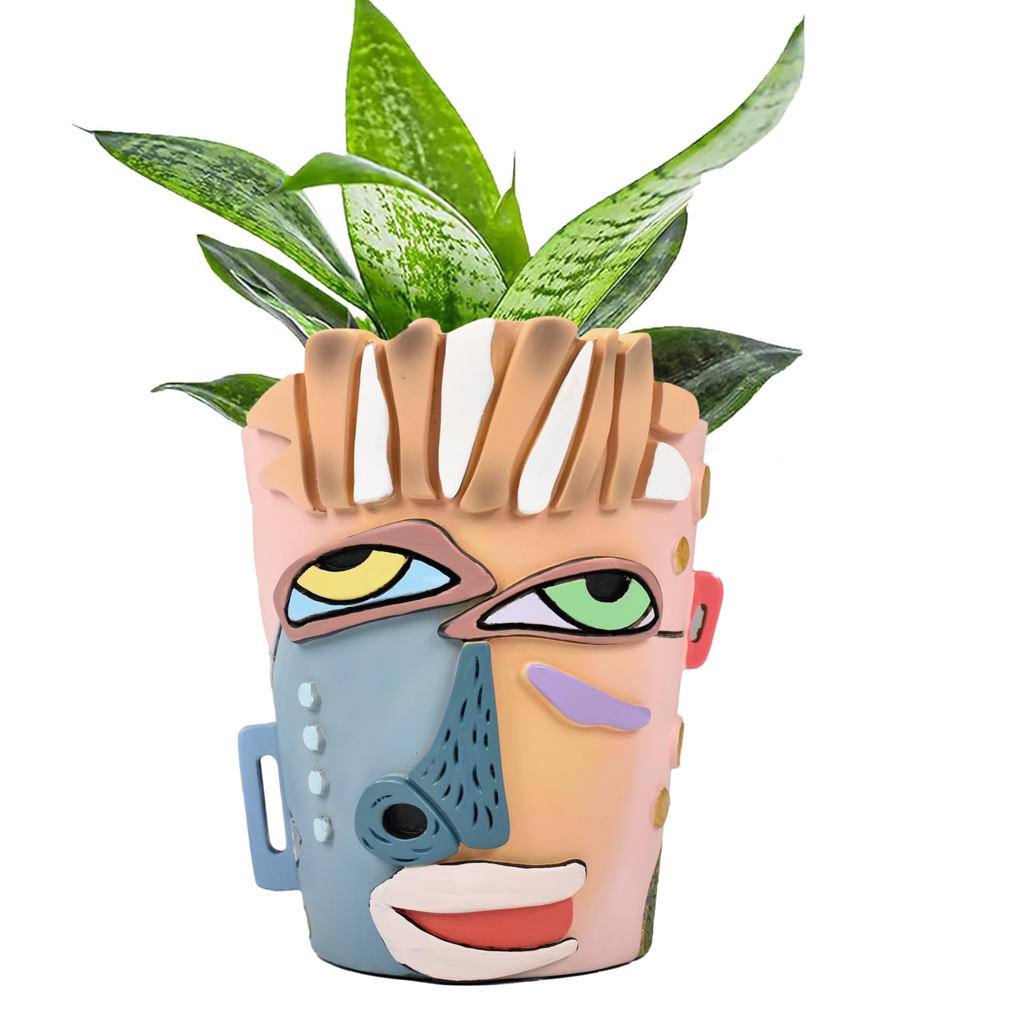 Midogaigai Abstract Face Planters Pots Head,Unique Head Planter for Indoor Plants,Funny Face Flower Pot,Colorful Plant Pots for Outdoor Garden Decor and Home Art Decoration(Classic)