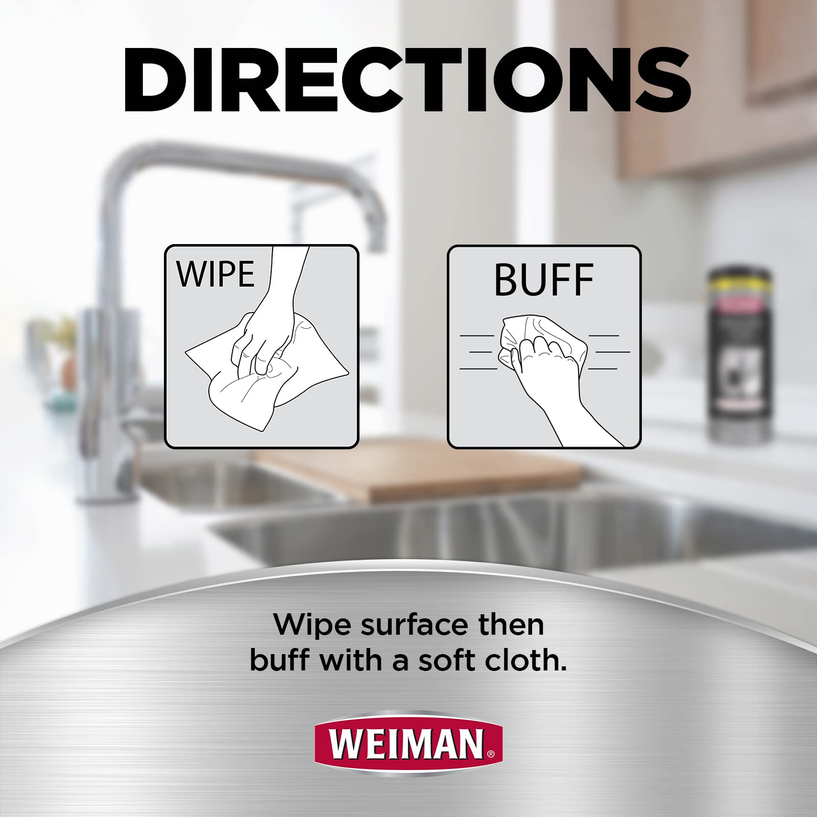 Weiman Stainless Steel Cleaner and Polish Wipes, 30 Count