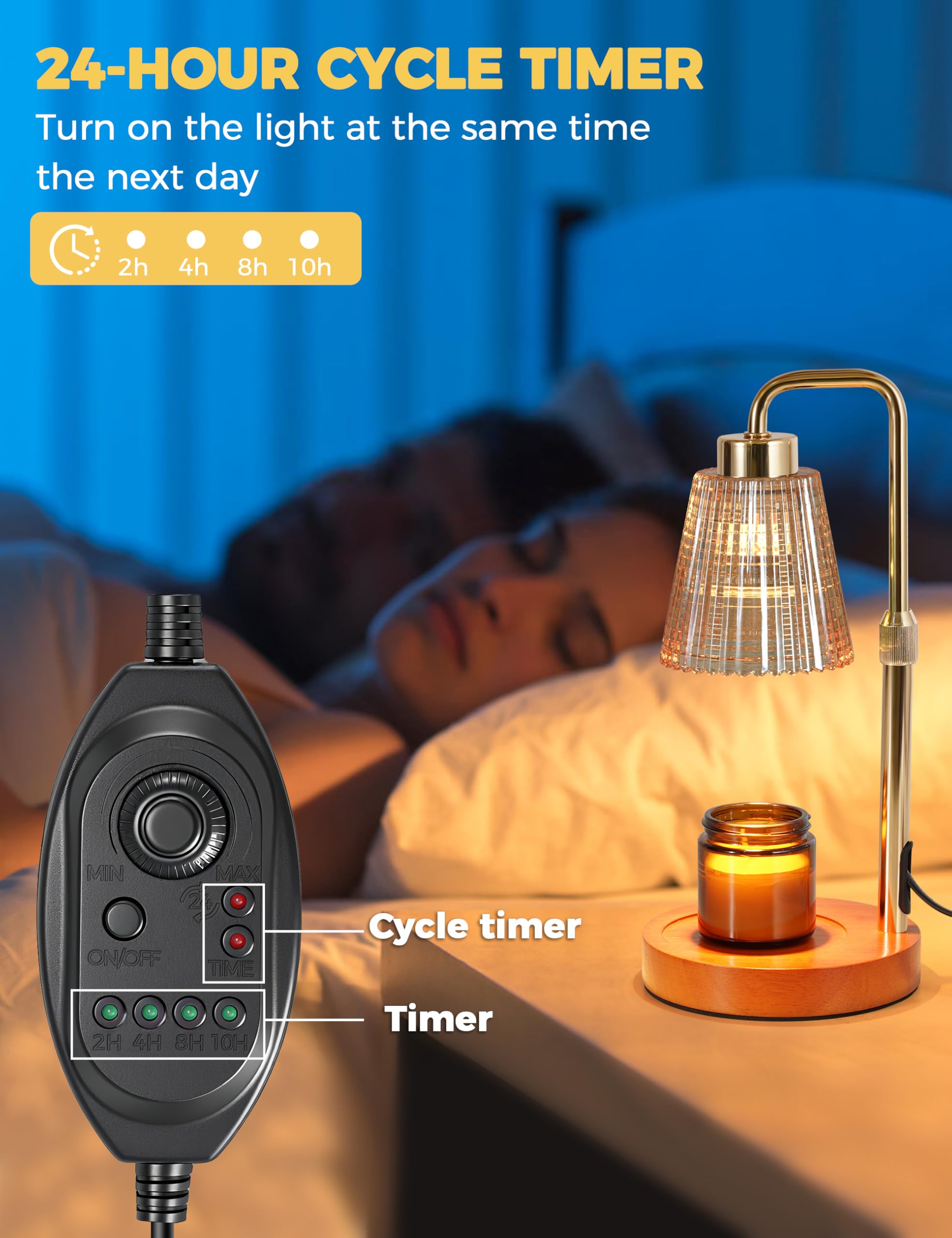 Candle Warmer Lamp with Timer Dimmable. Wax Melt Warmer for Jar Candles with 2 Bulbs