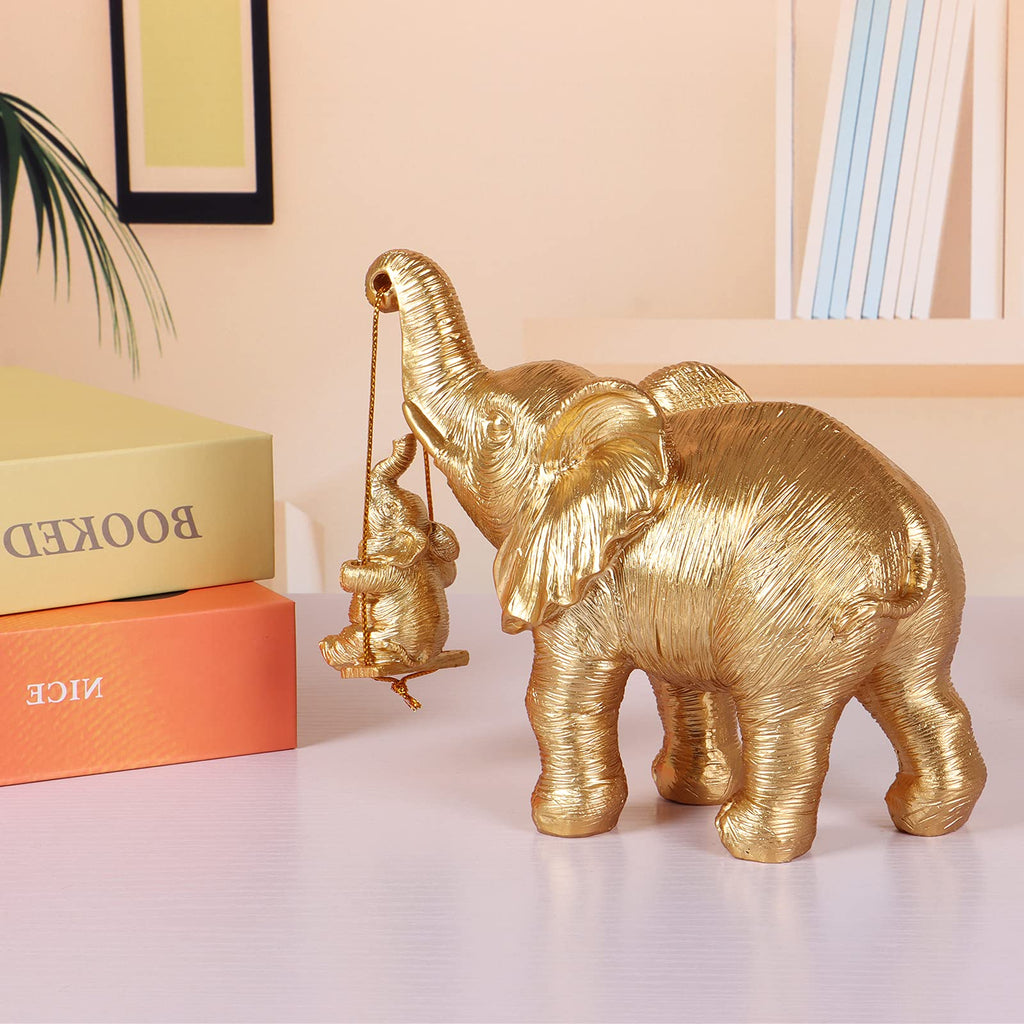 Elephant Statue. Gold Elephant Decor Brings Good Luck, Health, Strength. Elephant Gifts for Women, Mom Gifts. Decorations