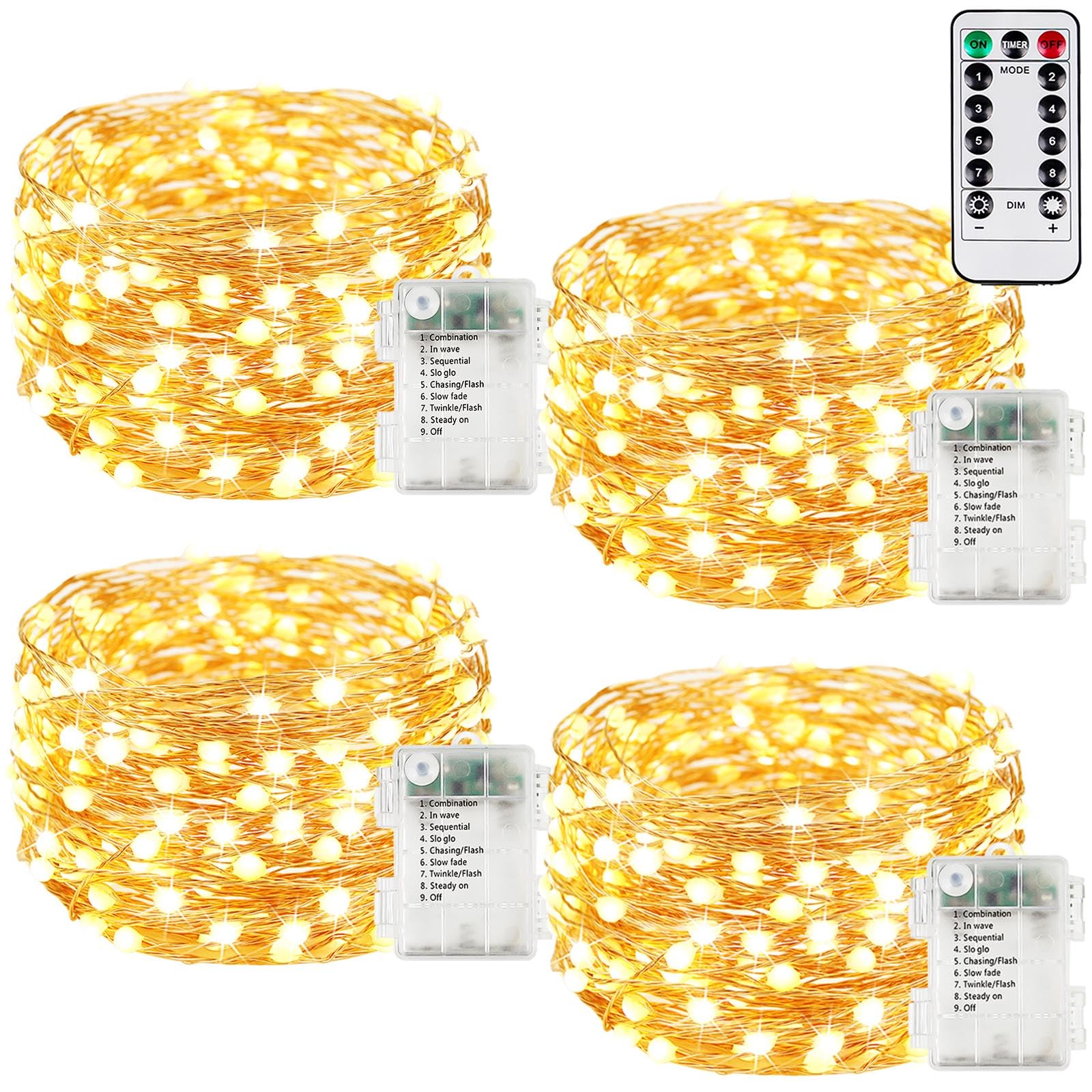 66Ft 200 LED Fairy Lights Plug in, Waterproof String Lights Outdoor & Indoor 8 Modes Christmas Light Bedroom Decor, Timer Twinkle Lights for Girl's Room Garden Party Christmas Decorations (Warm White)