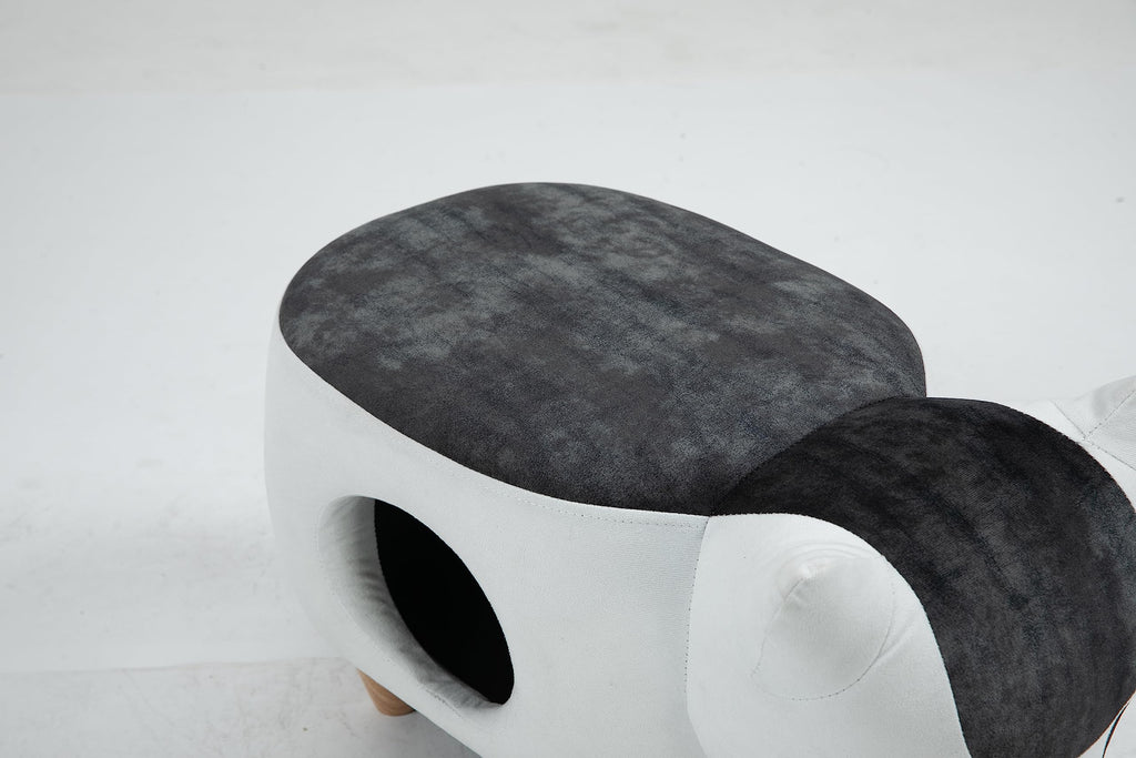 Home 2 Office Cow Ottoman for Kids' Bedroom, Playroom, Nursery, and Living Room, Animal Ottoman with Storage, Footstool for Kids, Black/White
