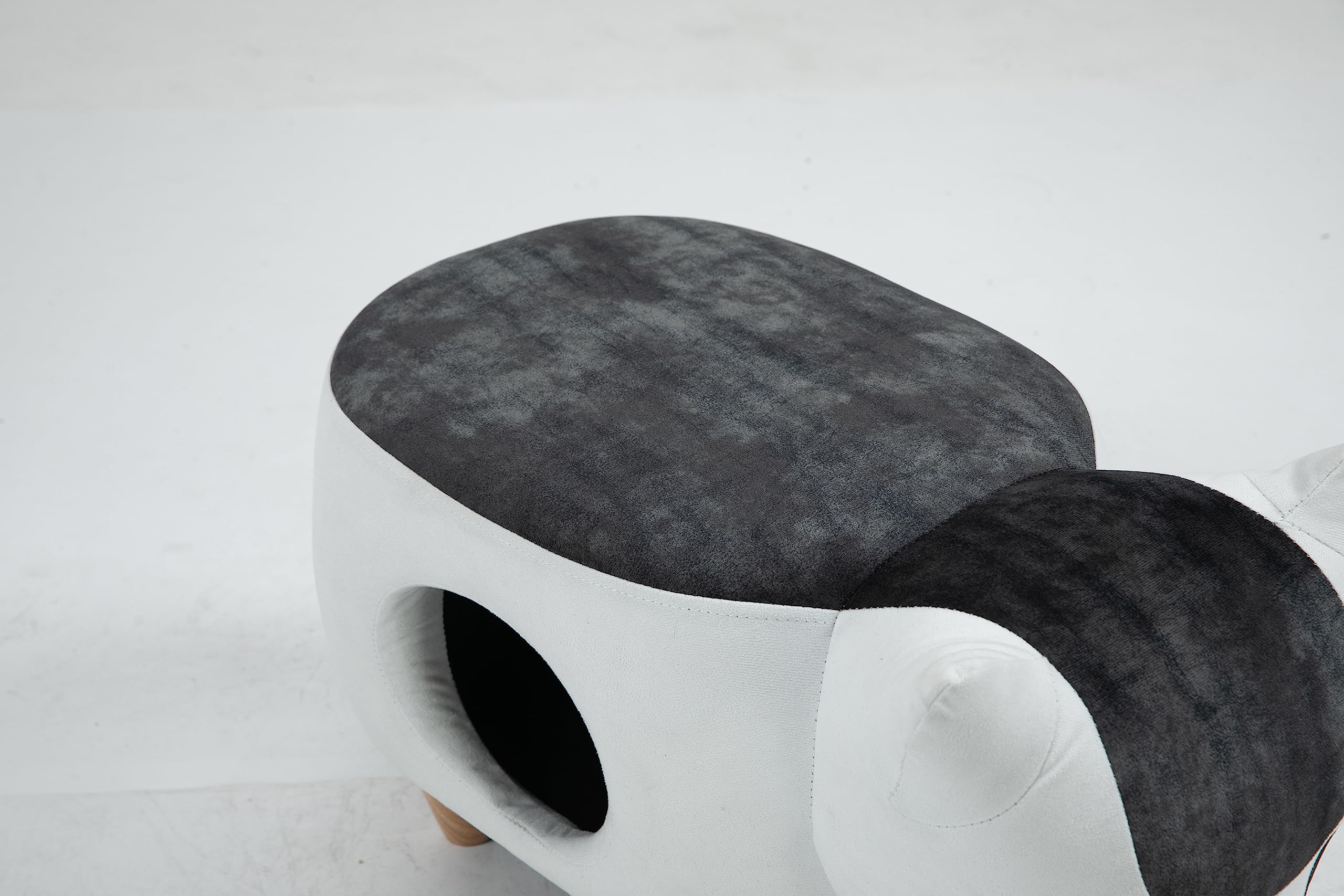 Home 2 Office Cow Ottoman for Kids' Bedroom, Playroom, Nursery, and Living Room, Animal Ottoman with Storage, Footstool for Kids, Black/White
