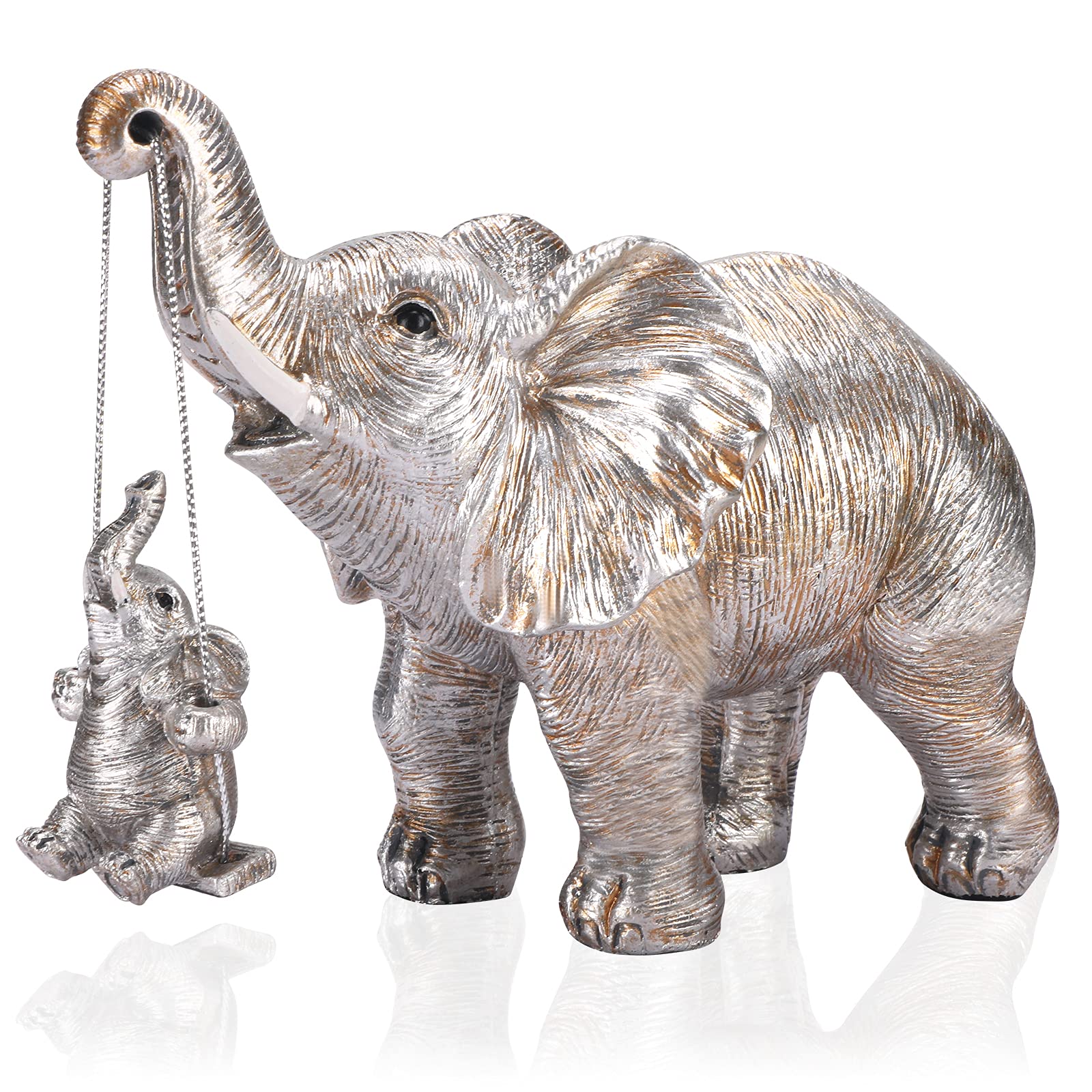Elephant Statue. Gold Elephant Decor Brings Good Luck, Health, Strength. Elephant Gifts for Women, Mom Gifts. Decorations