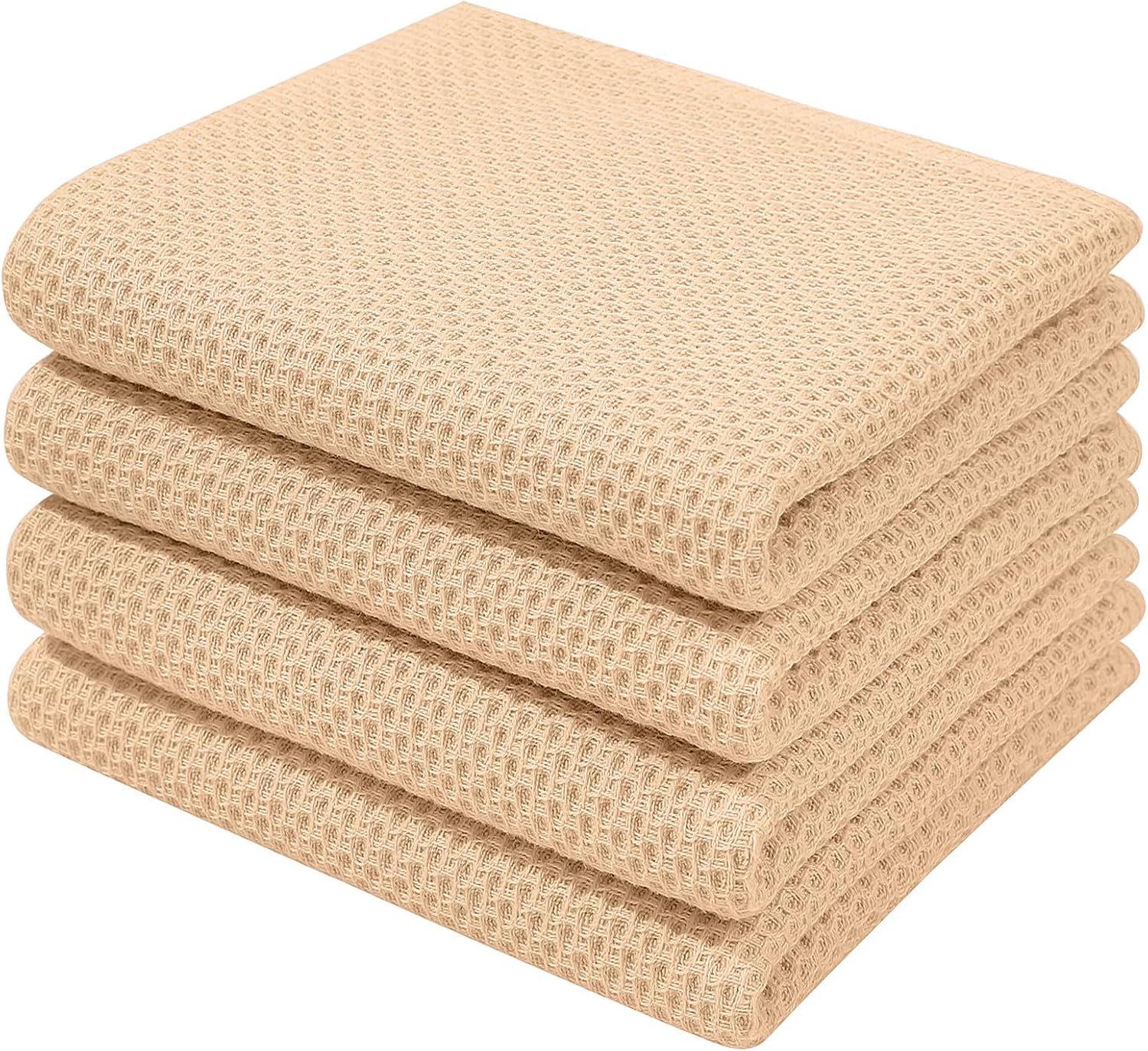 Homaxy 100% Cotton Waffle Weave Kitchen Dish Cloths, Ultra Soft Absorbent Quick Drying Dish Towels, 12 x 12 Inches, 6-Pack, Apricot
