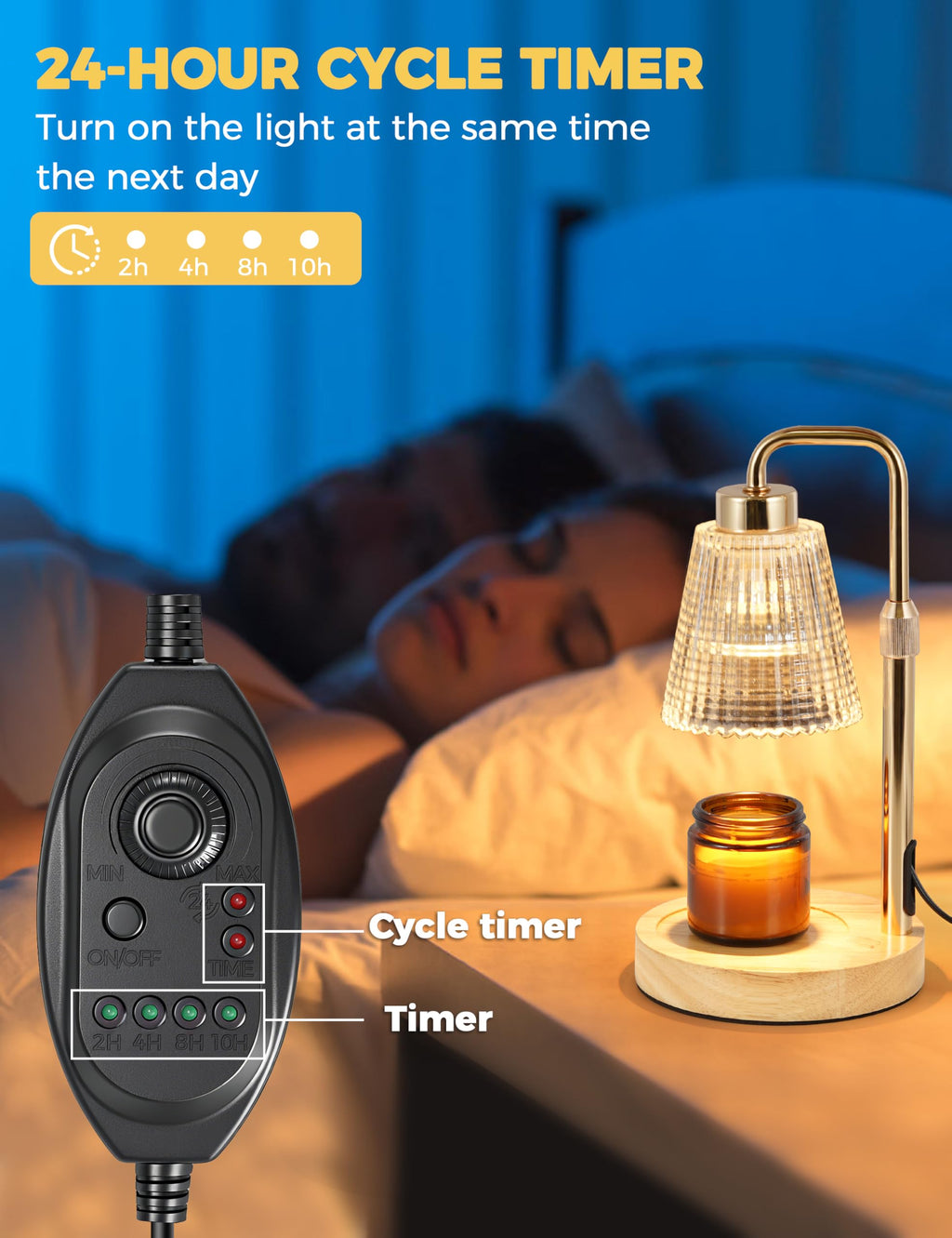 Candle Warmer Lamp with Timer Dimmable. Wax Melt Warmer for Jar Candles with 2 Bulbs