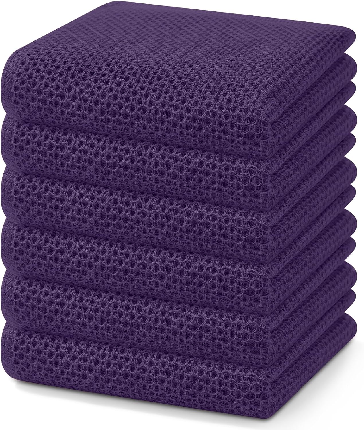 Homaxy 100% Cotton Waffle Weave Kitchen Dish Cloths, Ultra Soft Absorbent Quick Drying Dish Towels, 12 x 12 Inches, 6-Pack, Apricot