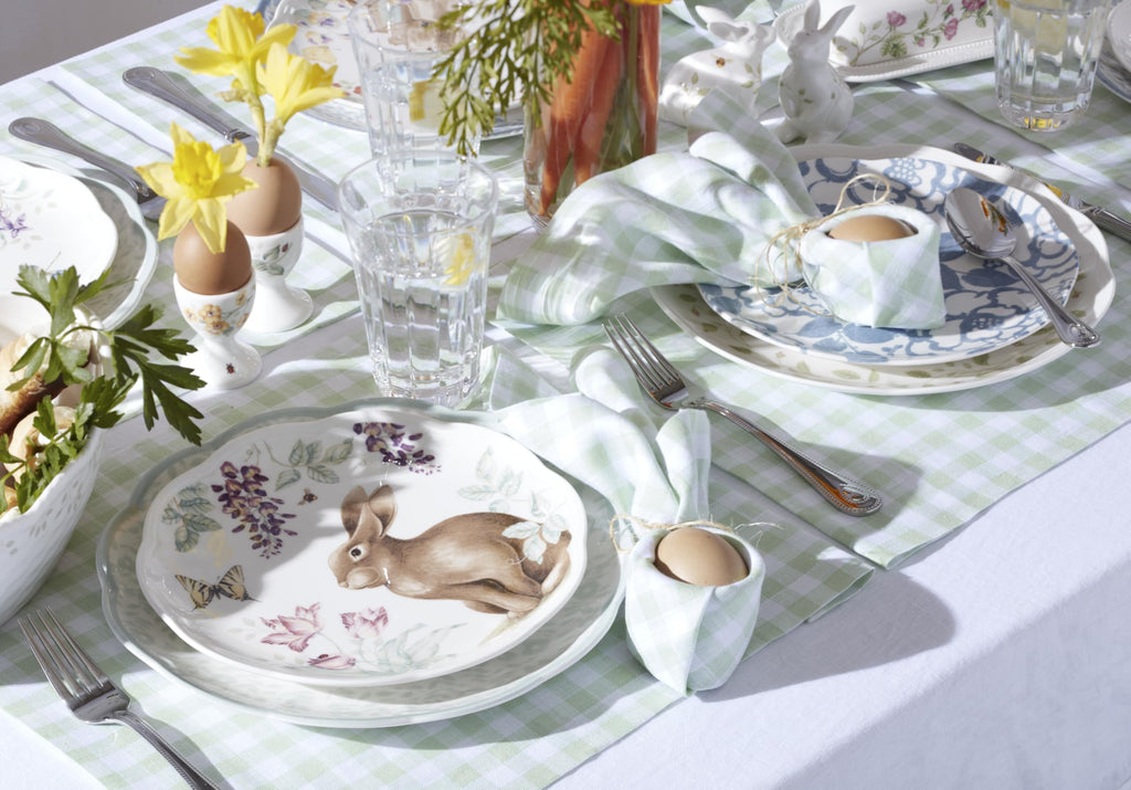 Lenox Dinnerware Set, Butterfly Meadow Bunny 16-Piece Set, Service For 4, Dishwasher Safe, Microwave Safe, Made Of Porcelain, Bowls And Mugs, Plates And Bowls, Easter Dish (Assorted, 16 Pieces)