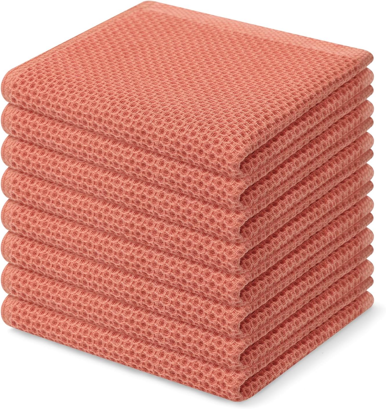 Homaxy 100% Cotton Waffle Weave Kitchen Dish Cloths, Ultra Soft Absorbent Quick Drying Dish Towels, 12 x 12 Inches, 6-Pack, Apricot