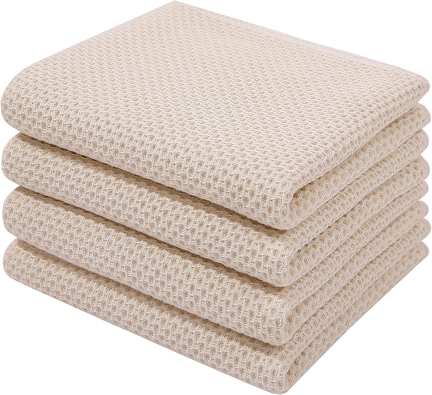 Homaxy 100% Cotton Waffle Weave Kitchen Dish Cloths, Ultra Soft Absorbent Quick Drying Dish Towels, 12 x 12 Inches, 6-Pack, Apricot