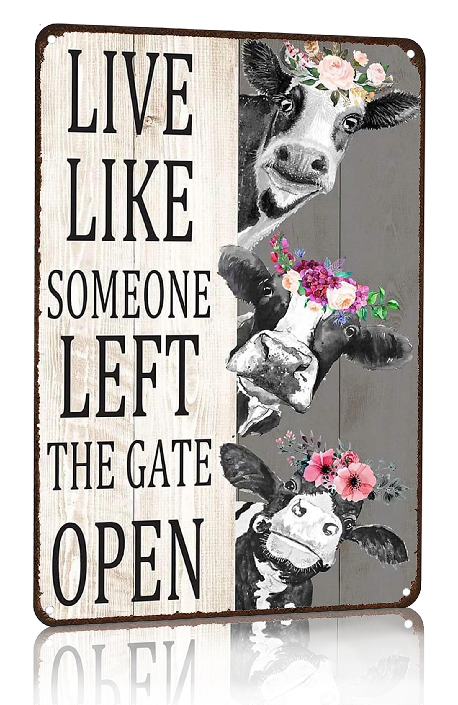Crazysign Chiken Gifts Vintage Chicken Sign Live Like Someone Left The Gate Open Tin Sign for Home Chicken Coop Farm Fence Kitchen Bathroom Bedroom Decor 8x12 Inches (3298)