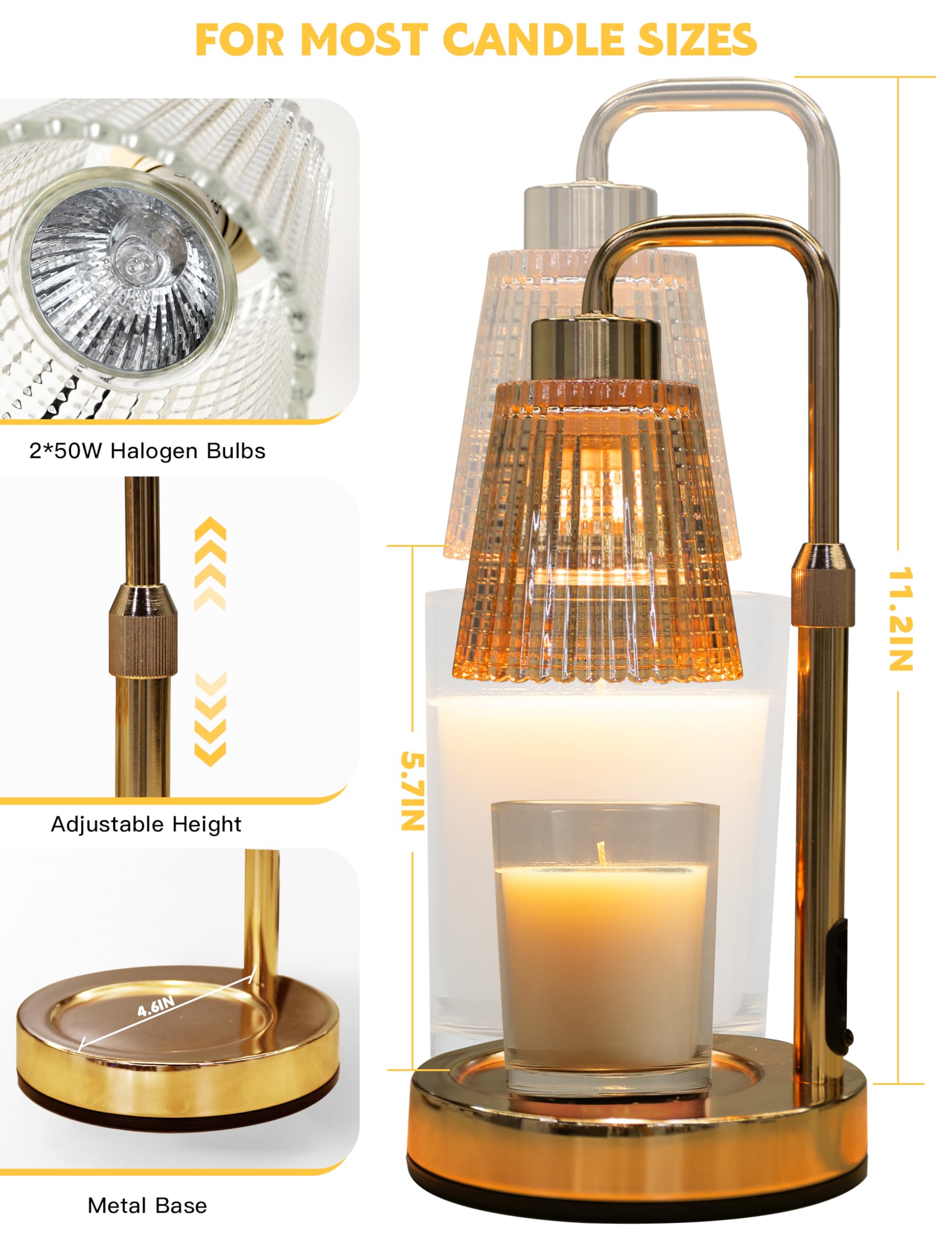 Candle Warmer Lamp with Timer Dimmable. Wax Melt Warmer for Jar Candles with 2 Bulbs