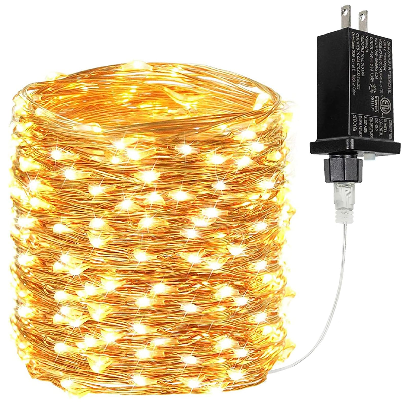 66Ft 200 LED Fairy Lights Plug in, Waterproof String Lights Outdoor & Indoor 8 Modes Christmas Light Bedroom Decor, Timer Twinkle Lights for Girl's Room Garden Party Christmas Decorations (Warm White)