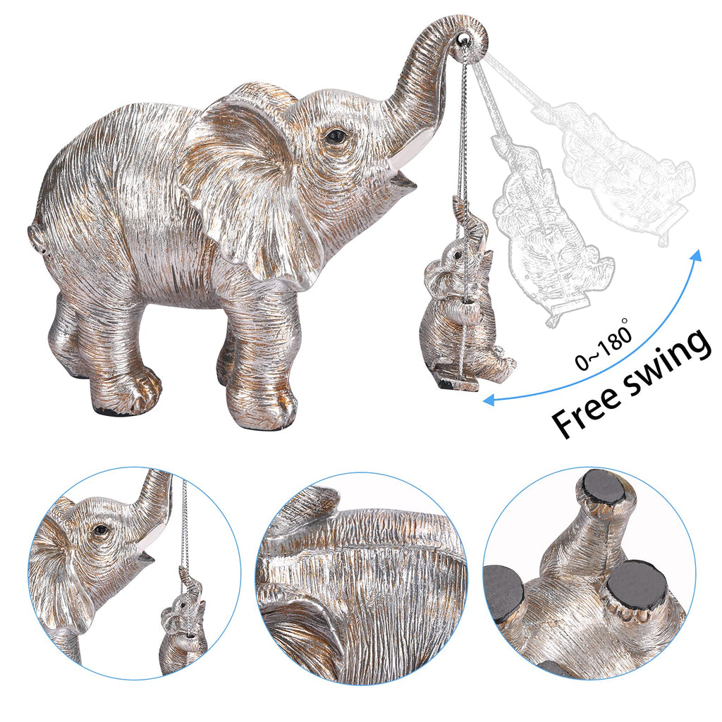 Elephant Statue. Gold Elephant Decor Brings Good Luck, Health, Strength. Elephant Gifts for Women, Mom Gifts. Decorations