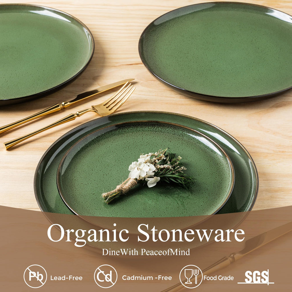 LERATIO Ceramic Dinnerware Sets for 8,Plates and Bowls Sets,Reactive Glaze Dishes Set,Highly Chip and Crack Resistant | Dishwasher & Microwave & Oven Safe Dishes set,Service for 8-Kahki (24pc)