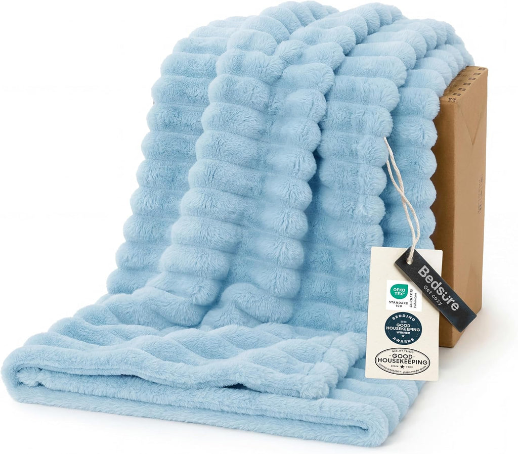Bedsure GentleSoft White Throw Blanket for Couch - Mothers Gifts Day Birthday Gifts for Women Mom Her, Soft Cozy Fleece Throw Blanket for Girl, Room Home Bedroom Spring Decor, Off White, 50x60 Inches