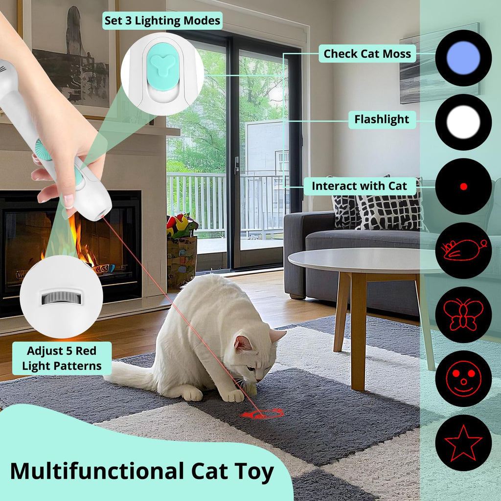 TBTeek Cat Toys, Rechargeable, 3 Light Modes & 5 Fun Patterns, Portable Interactive Kitten Pet Dog Cat Mouse Toy for Fun Chase Play Exercise