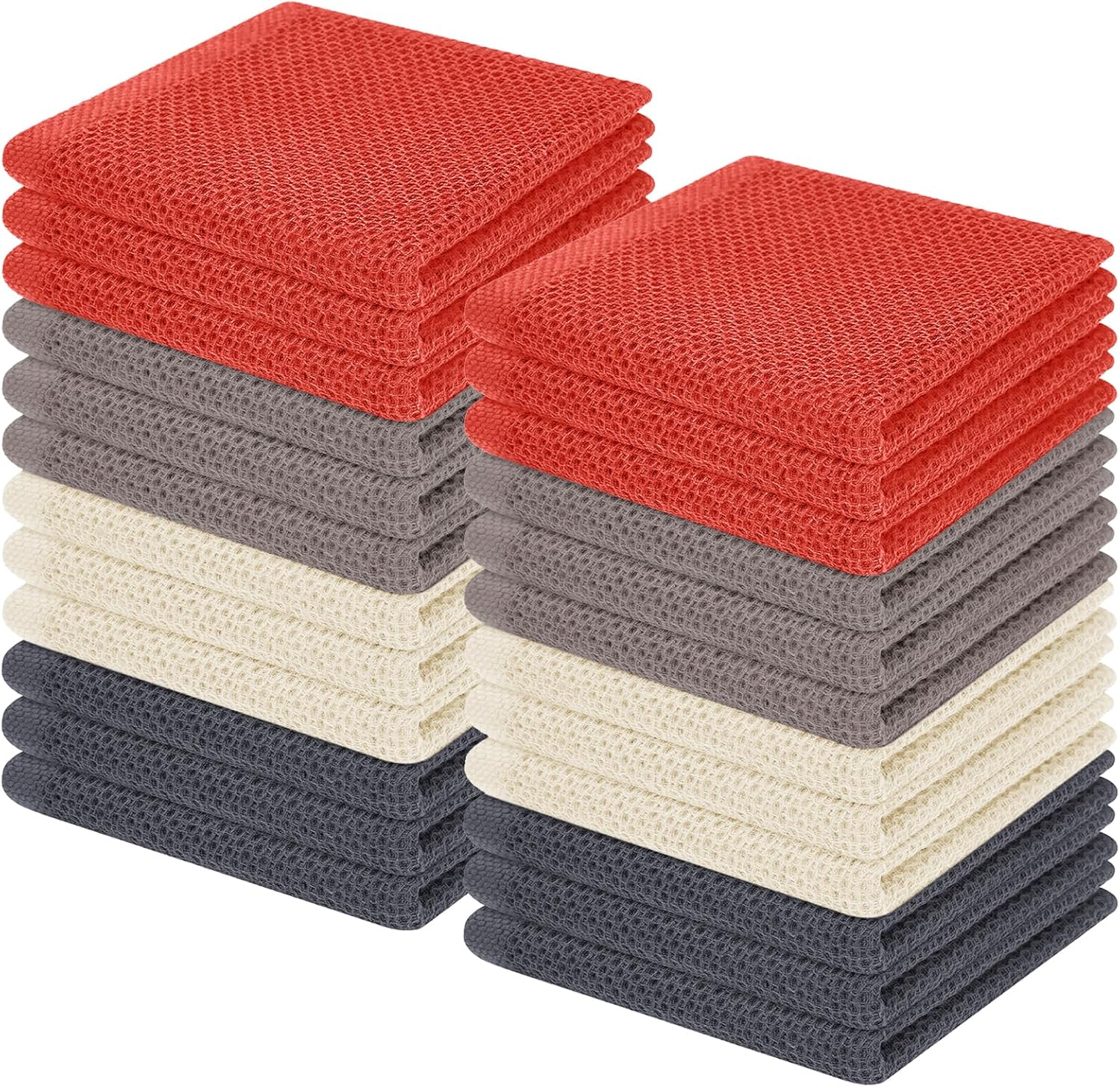 Homaxy 100% Cotton Waffle Weave Kitchen Dish Cloths, Ultra Soft Absorbent Quick Drying Dish Towels, 12 x 12 Inches, 6-Pack, Apricot