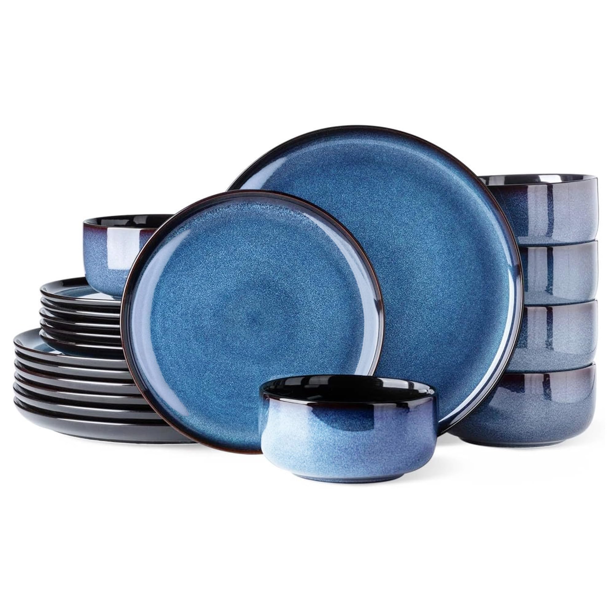 LERATIO Ceramic Dinnerware Sets for 8,Plates and Bowls Sets,Reactive Glaze Dishes Set,Highly Chip and Crack Resistant | Dishwasher & Microwave & Oven Safe Dishes set,Service for 8-Kahki (24pc)