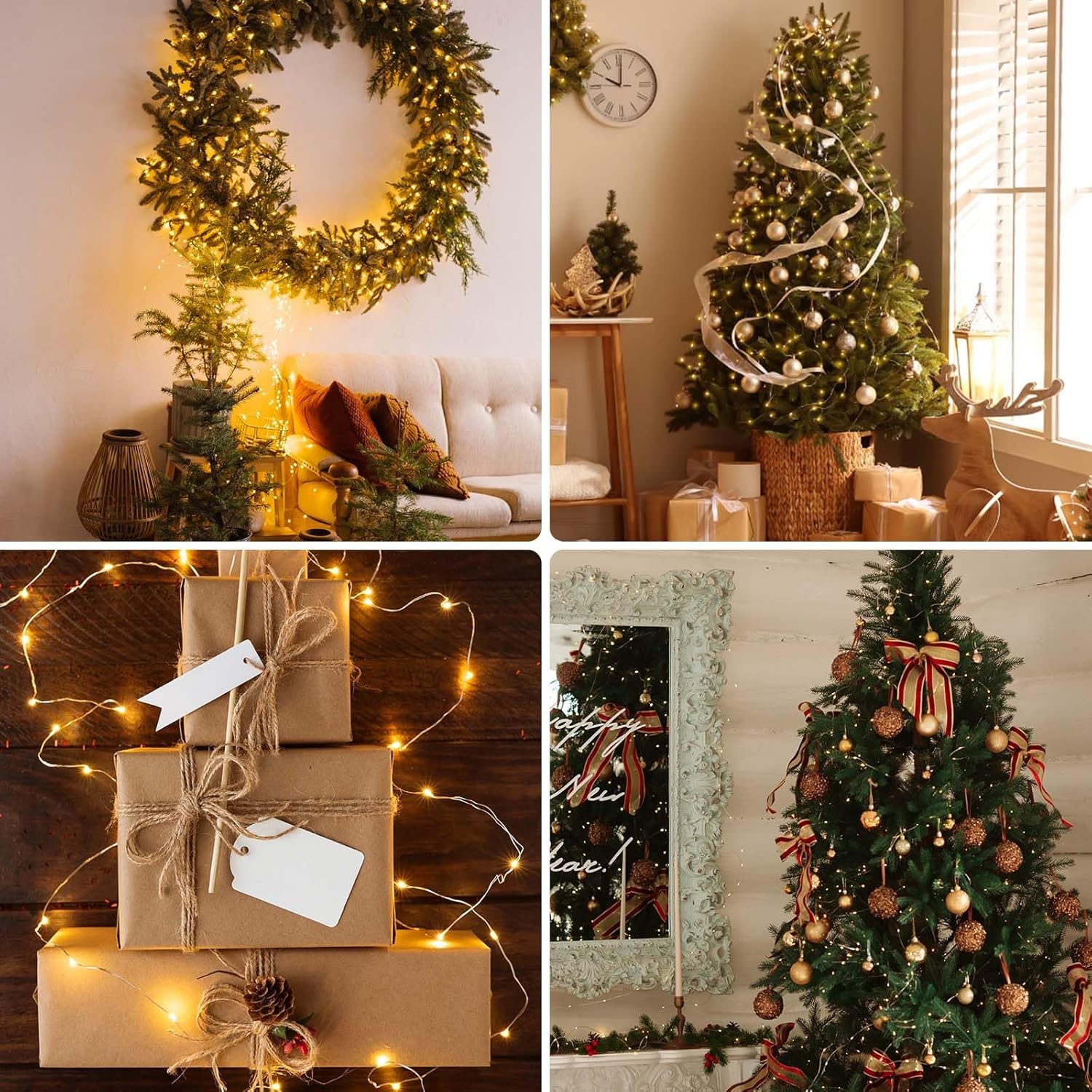 66Ft 200 LED Fairy Lights Plug in, Waterproof String Lights Outdoor & Indoor 8 Modes Christmas Light Bedroom Decor, Timer Twinkle Lights for Girl's Room Garden Party Christmas Decorations (Warm White)