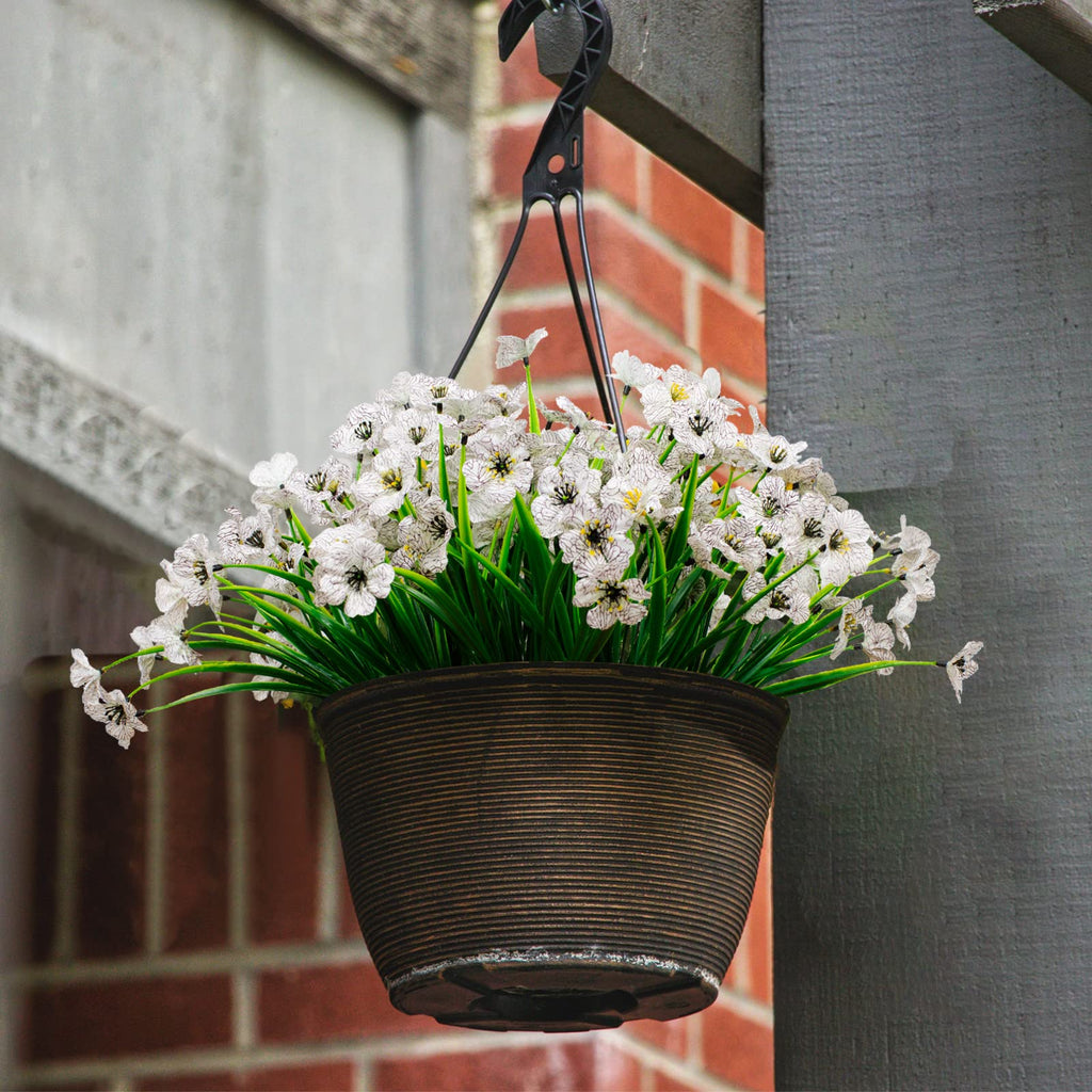 21 Bundles Artificial Outdoor UV Resistant Flowers No Fade Fake Outside Flowers Plastic Greenery Faux Shrubs Garden Porch Window Box Home Decoration(Purple)