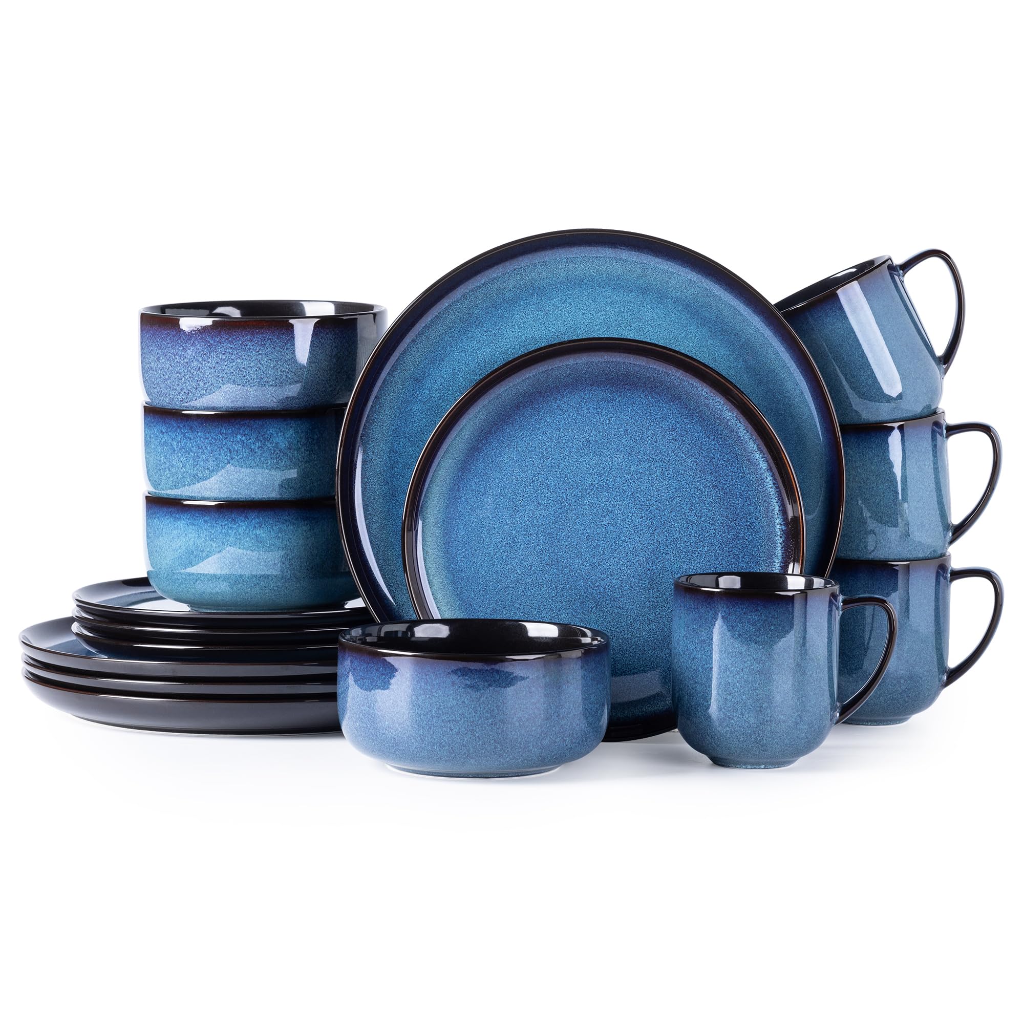 LERATIO Ceramic Dinnerware Sets for 8,Plates and Bowls Sets,Reactive Glaze Dishes Set,Highly Chip and Crack Resistant | Dishwasher & Microwave & Oven Safe Dishes set,Service for 8-Kahki (24pc)