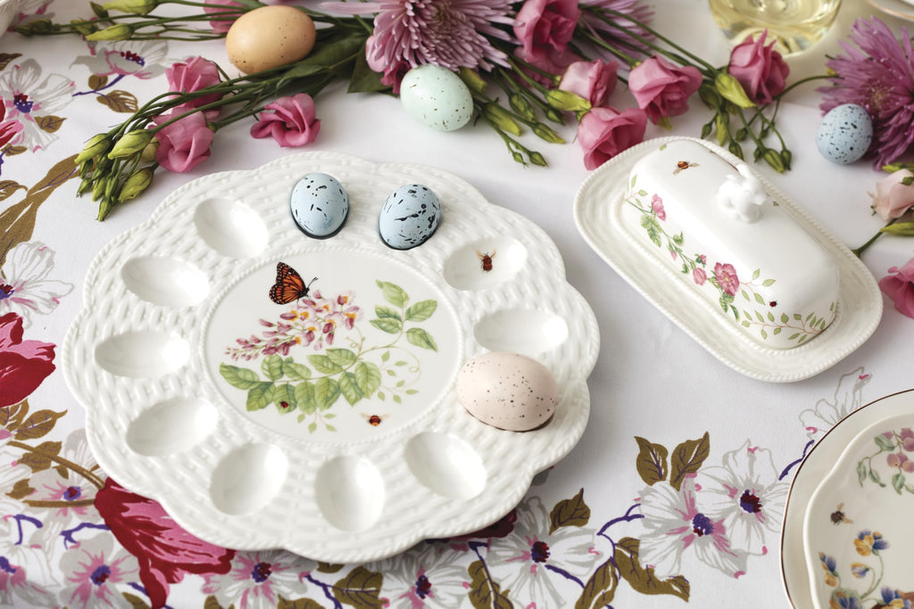 Lenox Dinnerware Set, Butterfly Meadow Bunny 16-Piece Set, Service For 4, Dishwasher Safe, Microwave Safe, Made Of Porcelain, Bowls And Mugs, Plates And Bowls, Easter Dish (Assorted, 16 Pieces)