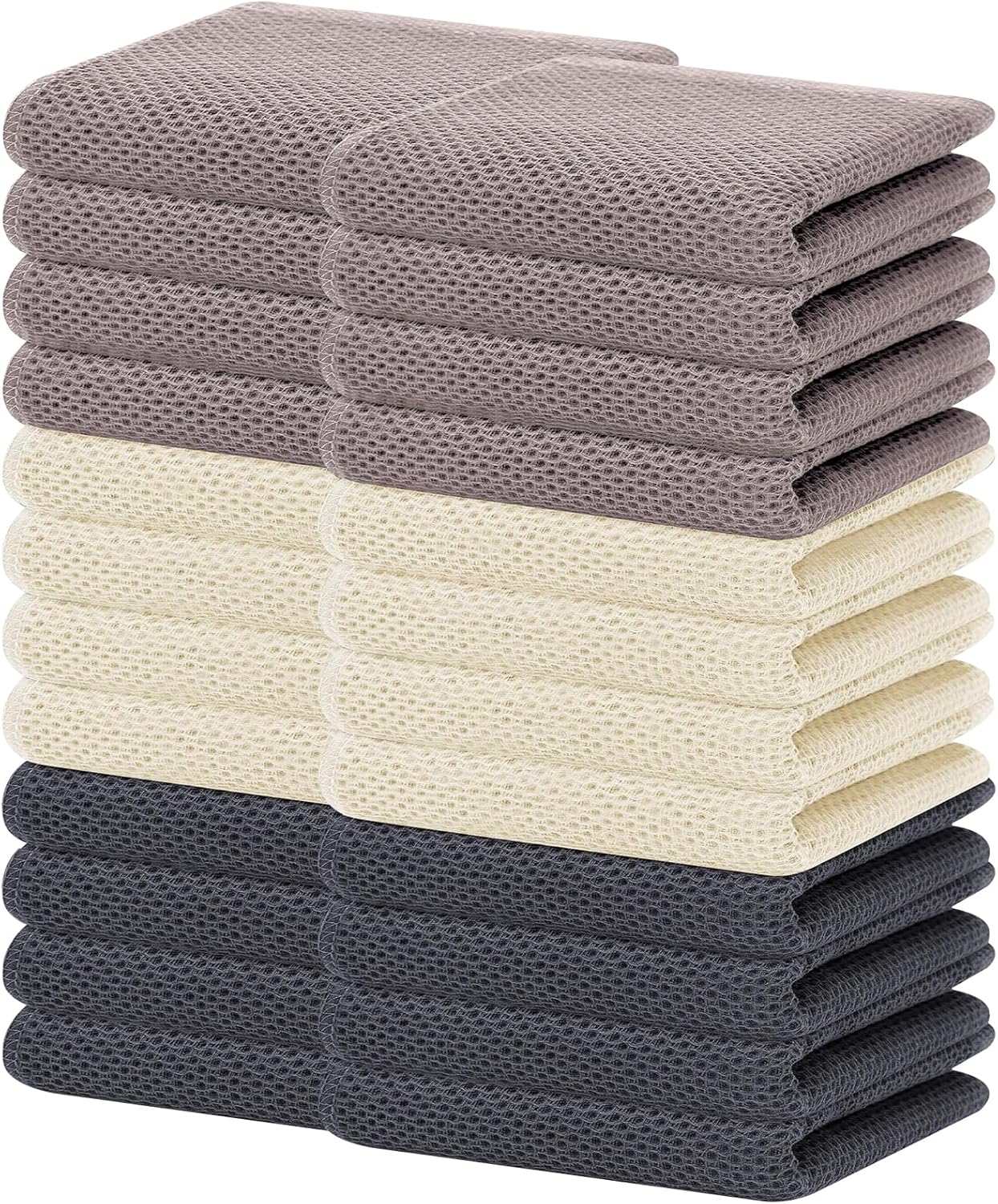 Homaxy 100% Cotton Waffle Weave Kitchen Dish Cloths, Ultra Soft Absorbent Quick Drying Dish Towels, 12 x 12 Inches, 6-Pack, Apricot