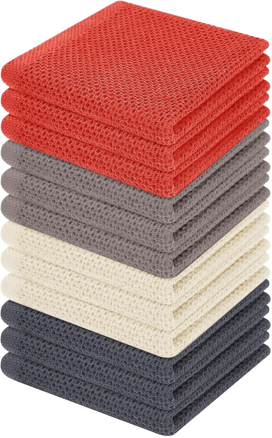 Homaxy 100% Cotton Waffle Weave Kitchen Dish Cloths, Ultra Soft Absorbent Quick Drying Dish Towels, 12 x 12 Inches, 6-Pack, Apricot