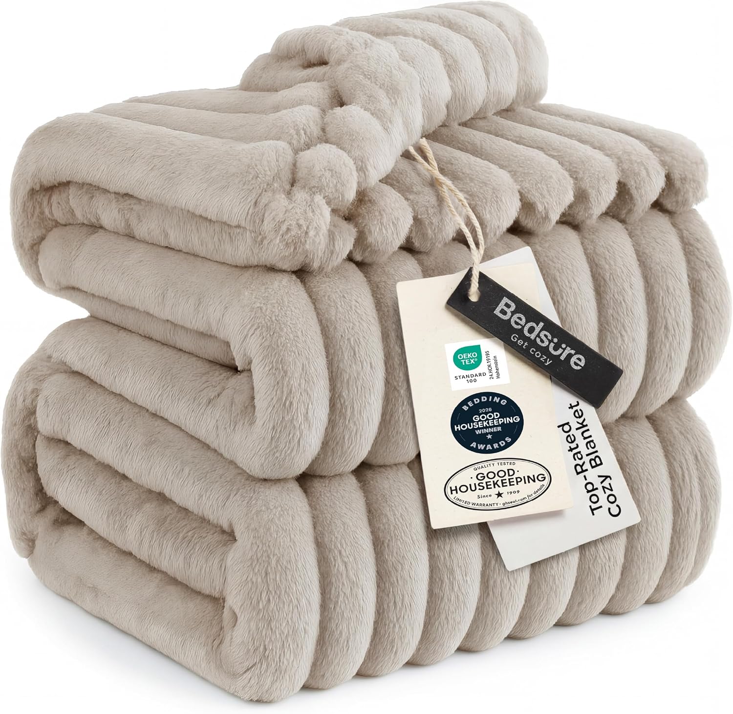 Bedsure GentleSoft White Throw Blanket for Couch - Mothers Gifts Day Birthday Gifts for Women Mom Her, Soft Cozy Fleece Throw Blanket for Girl, Room Home Bedroom Spring Decor, Off White, 50x60 Inches