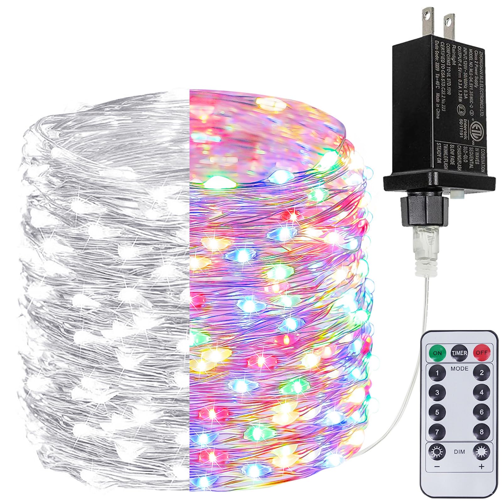 66Ft 200 LED Fairy Lights Plug in, Waterproof String Lights Outdoor & Indoor 8 Modes Christmas Light Bedroom Decor, Timer Twinkle Lights for Girl's Room Garden Party Christmas Decorations (Warm White)