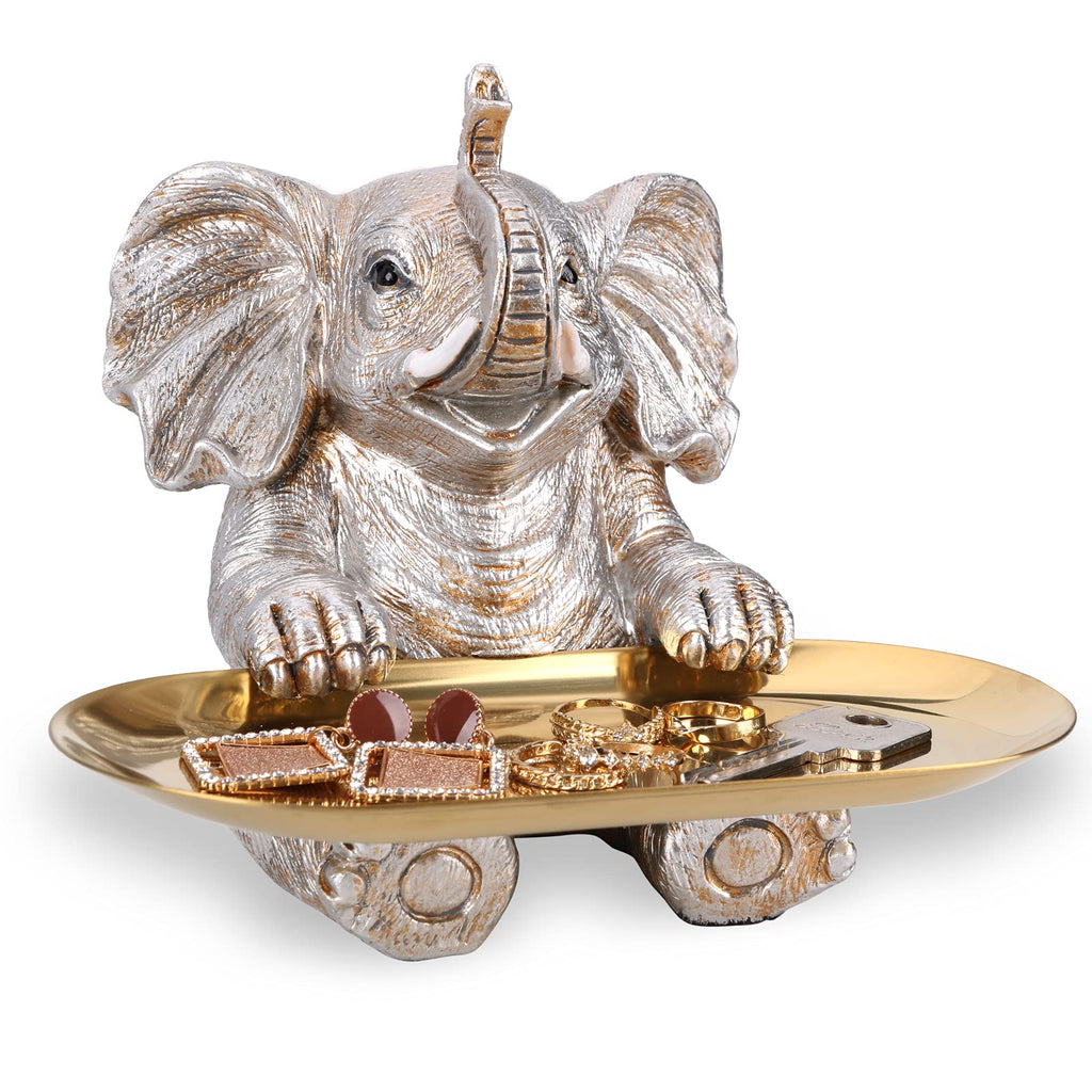 Elephant Statue. Gold Elephant Decor Brings Good Luck, Health, Strength. Elephant Gifts for Women, Mom Gifts. Decorations