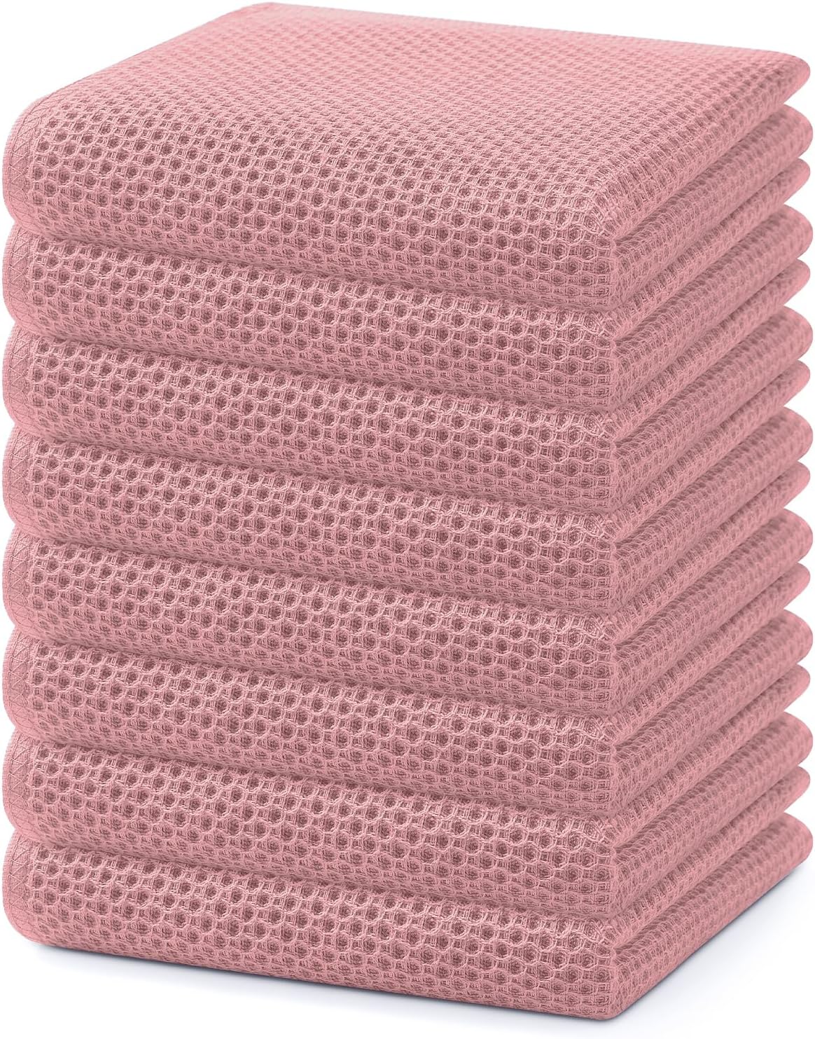 Homaxy 100% Cotton Waffle Weave Kitchen Dish Cloths, Ultra Soft Absorbent Quick Drying Dish Towels, 12 x 12 Inches, 6-Pack, Apricot