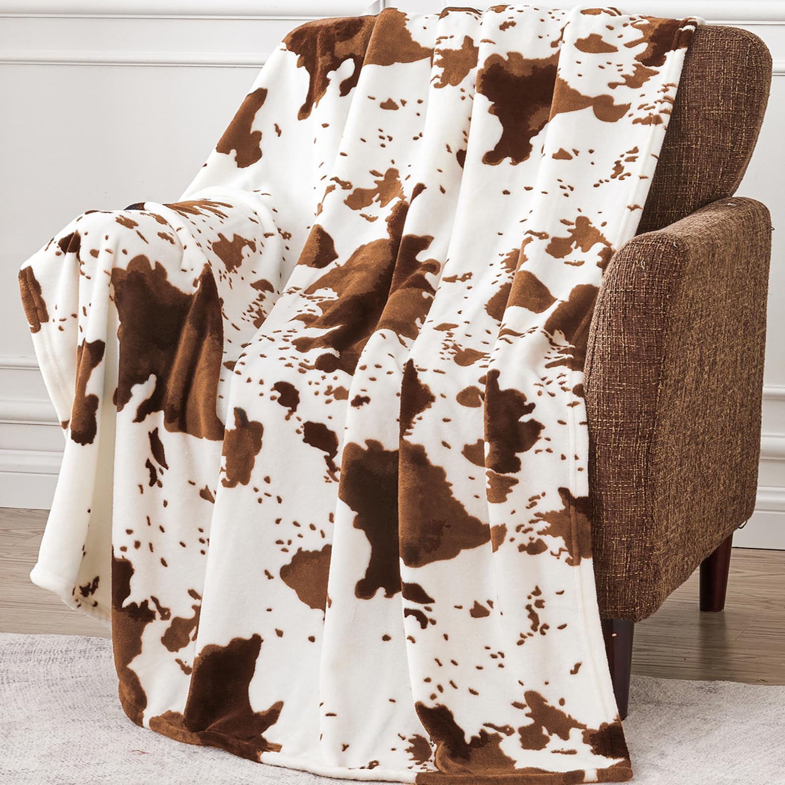 Leopard Print Blanket Fleece Throw for Bed Sofa Travel and Camping, Super Soft Cozy Fluffy Plush Cheetah Print Blanket for All Seasons 50"x60" (Dark Brown)