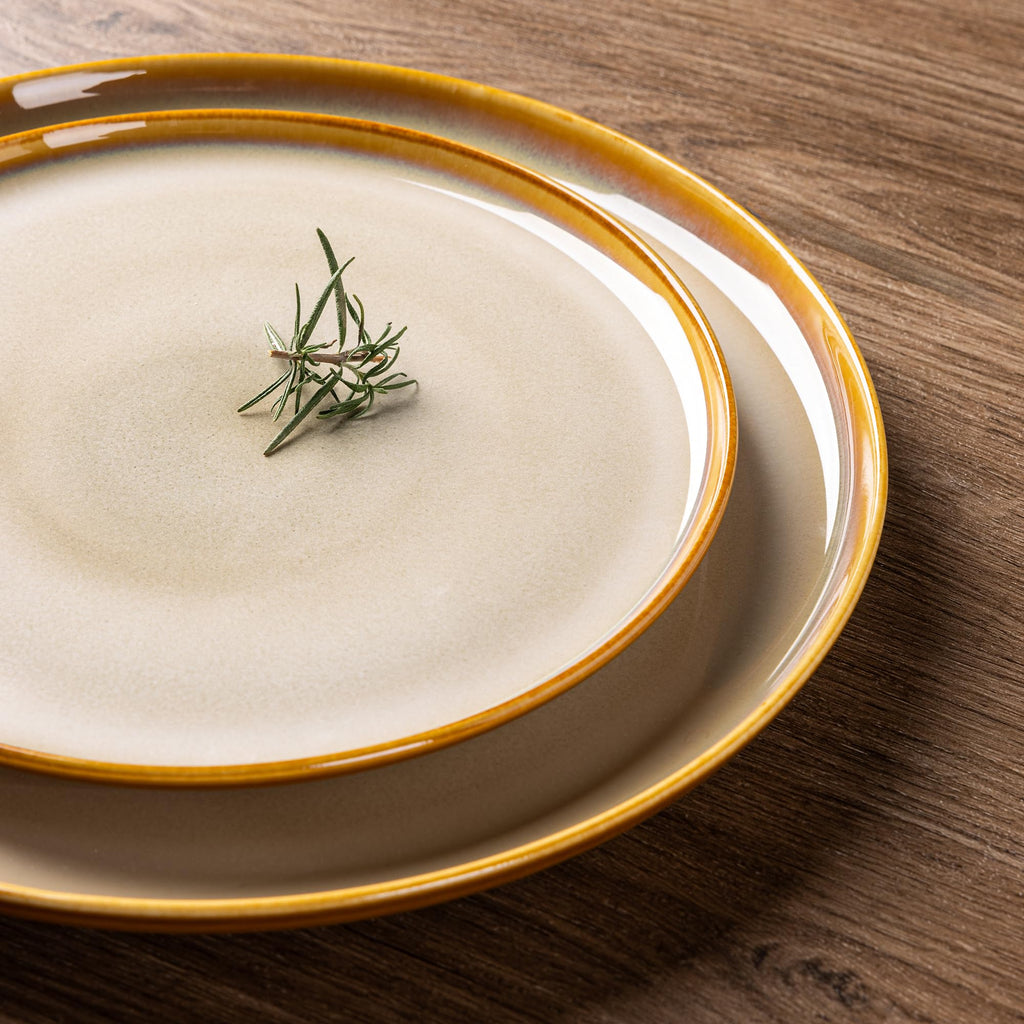LERATIO Ceramic Dinnerware Sets for 8,Plates and Bowls Sets,Reactive Glaze Dishes Set,Highly Chip and Crack Resistant | Dishwasher & Microwave & Oven Safe Dishes set,Service for 8-Kahki (24pc)