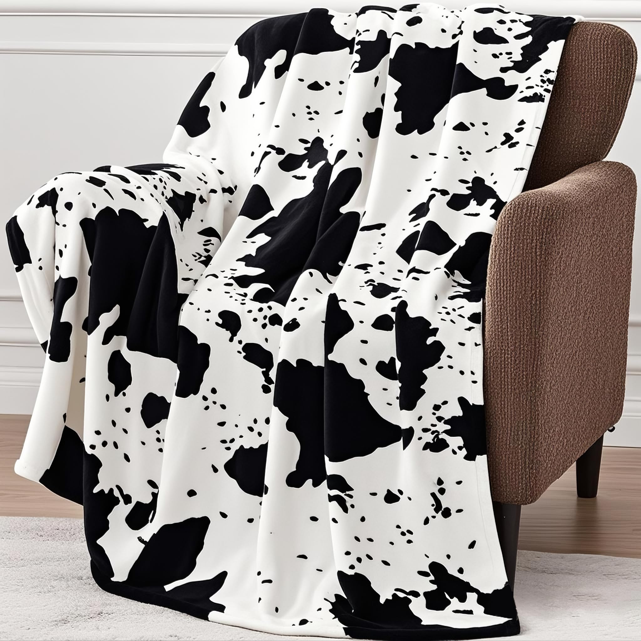 Leopard Print Blanket Fleece Throw for Bed Sofa Travel and Camping, Super Soft Cozy Fluffy Plush Cheetah Print Blanket for All Seasons 50"x60" (Dark Brown)