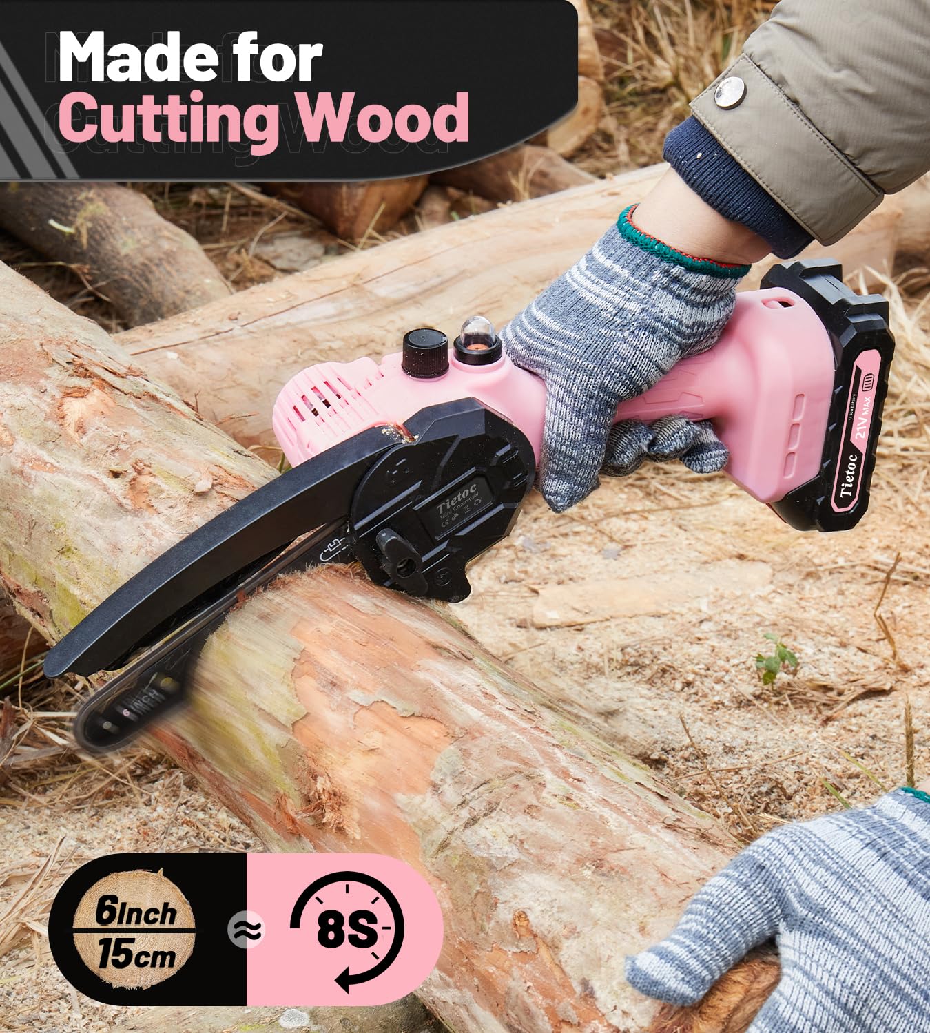 Tietoc Chainsaw 6 Inch Mini Electric Chainsaw Cordless Battery Powered, Hand Held Saw for Wood/Trees Trimming, Tools for Household and Garden, Chain Saw Gift for Men Dad Husband Fathers Gardener 2025