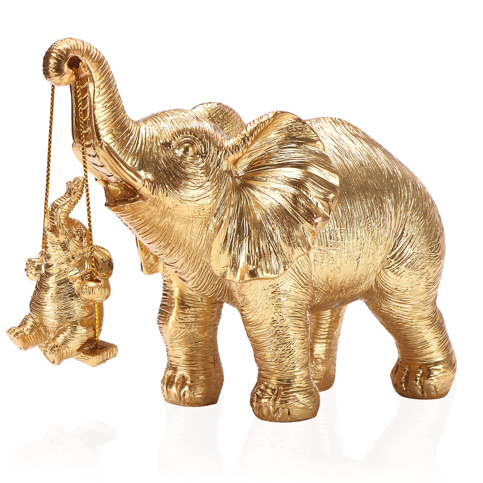 Elephant Statue. Gold Elephant Decor Brings Good Luck, Health, Strength. Elephant Gifts for Women, Mom Gifts. Decorations