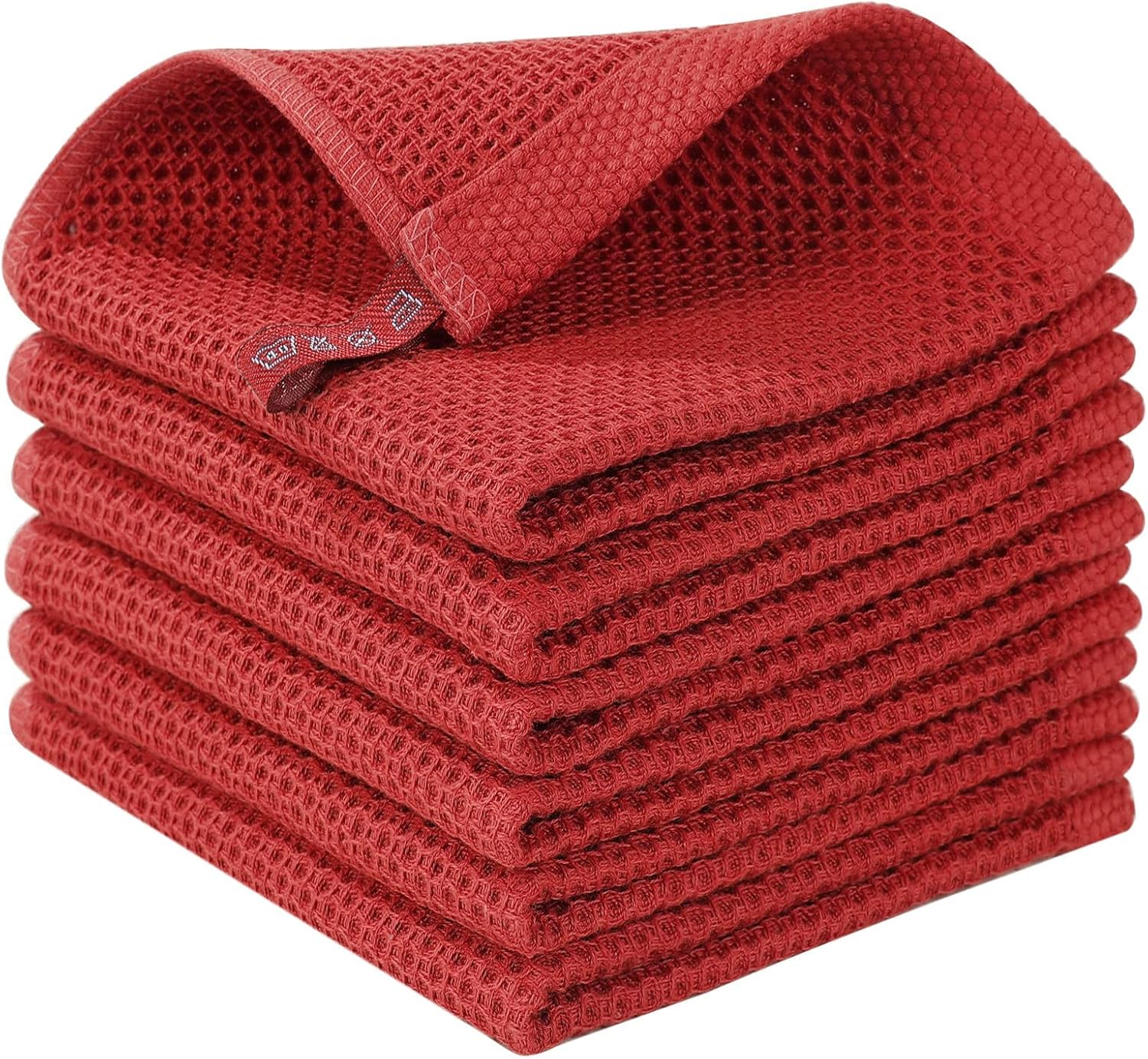 Homaxy 100% Cotton Waffle Weave Kitchen Dish Cloths, Ultra Soft Absorbent Quick Drying Dish Towels, 12 x 12 Inches, 6-Pack, Apricot