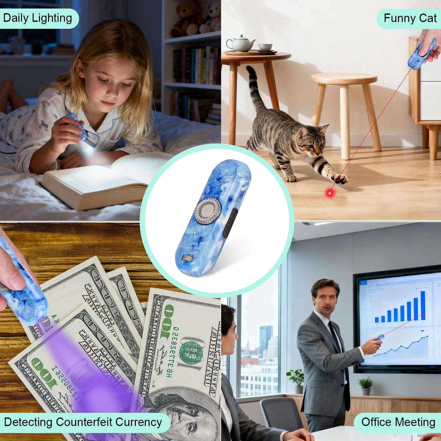 TBTeek Cat Toys, Rechargeable, 3 Light Modes & 5 Fun Patterns, Portable Interactive Kitten Pet Dog Cat Mouse Toy for Fun Chase Play Exercise